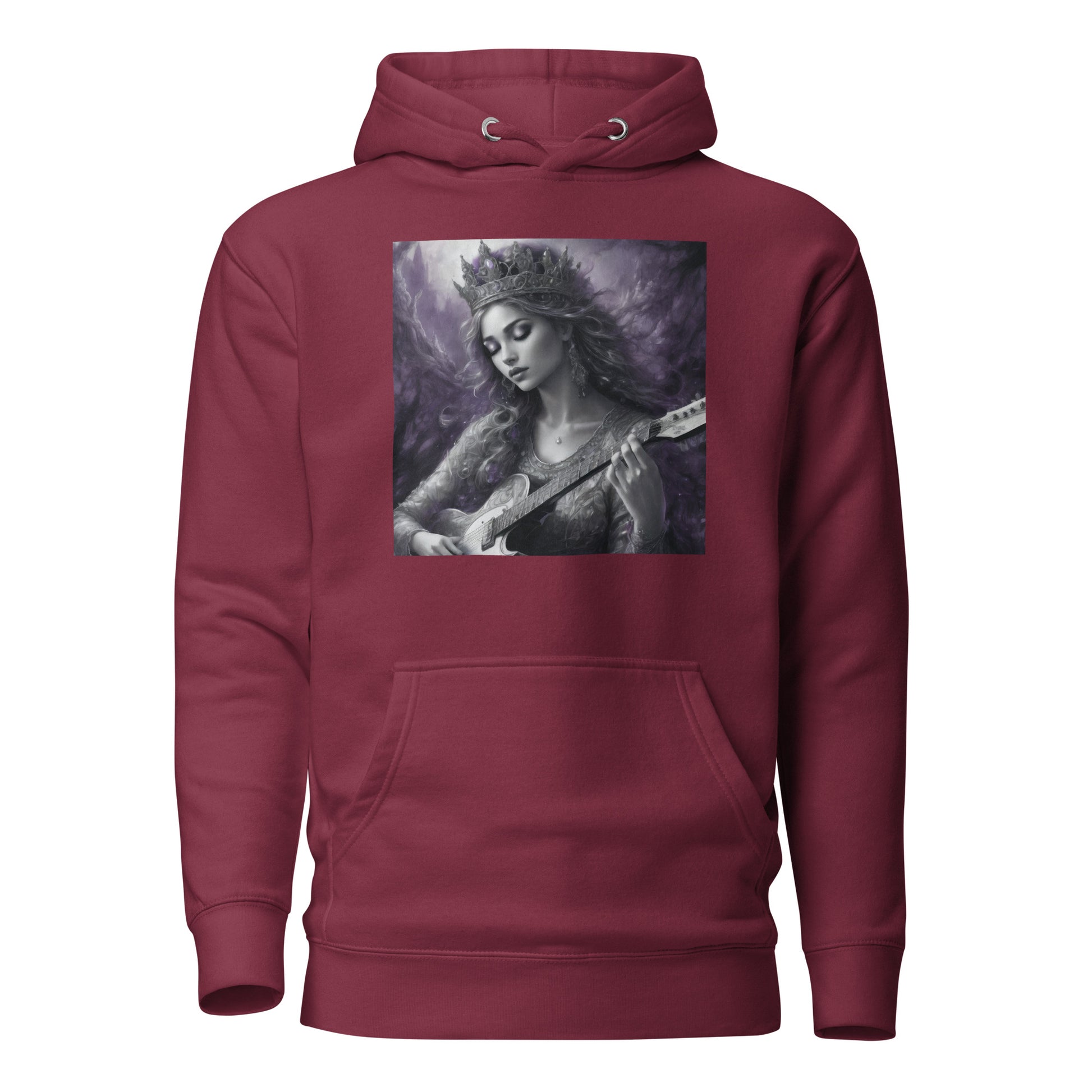 Princess Woman Playing the Guitar Hoodie Maroon