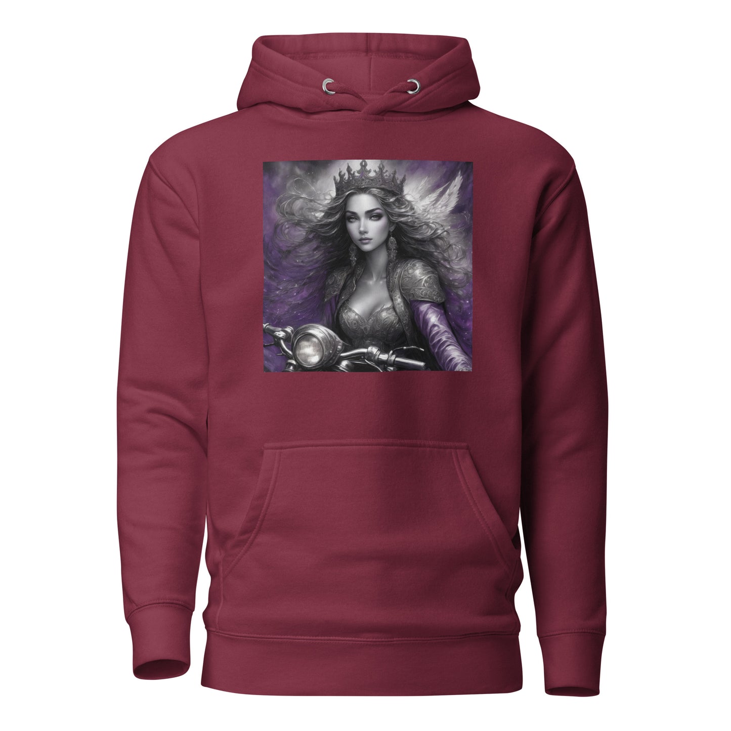 Princess Woman Riding a Motorcycle Hoodie Maroon