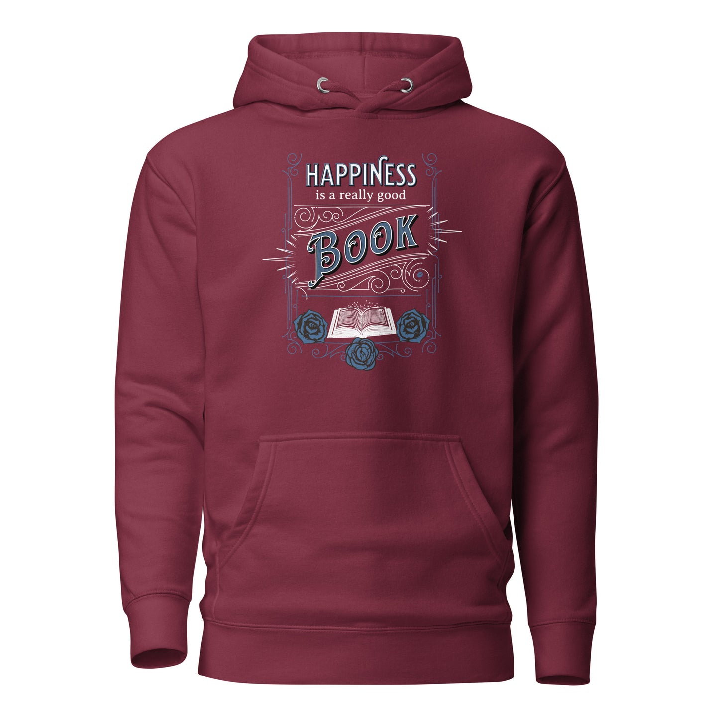 Happiness is a Really Good Book Women's Reader Hoodie Maroon