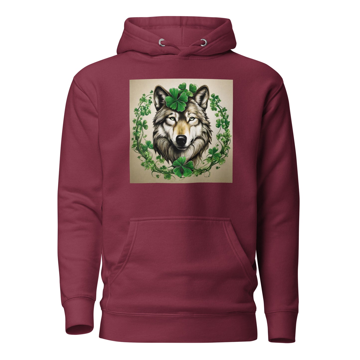 Wolf & Shamrocks Women's St Patrick's Day Hoodie Maroon