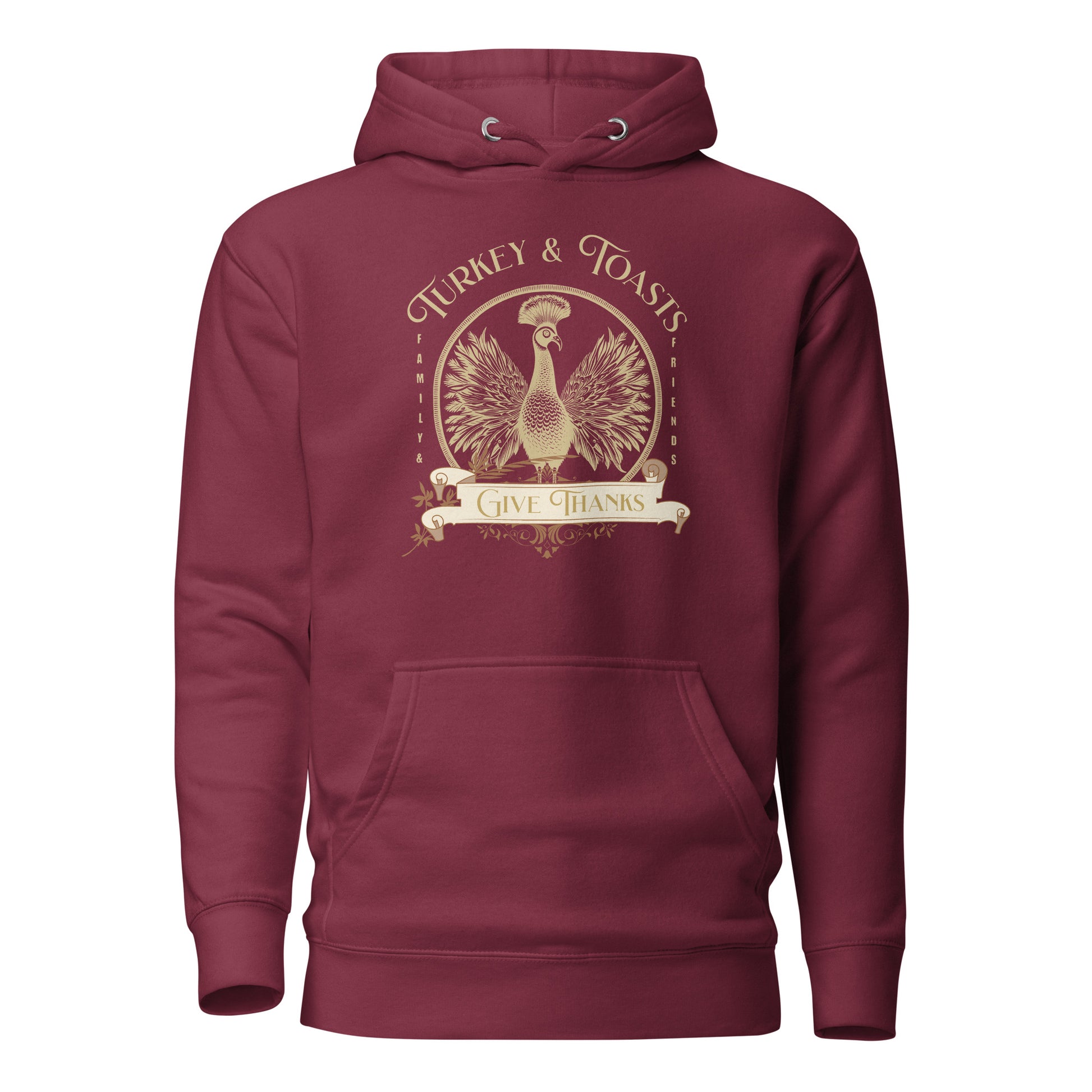 Turkey & Toasts Give Thanks Women's Hoodie Maroon