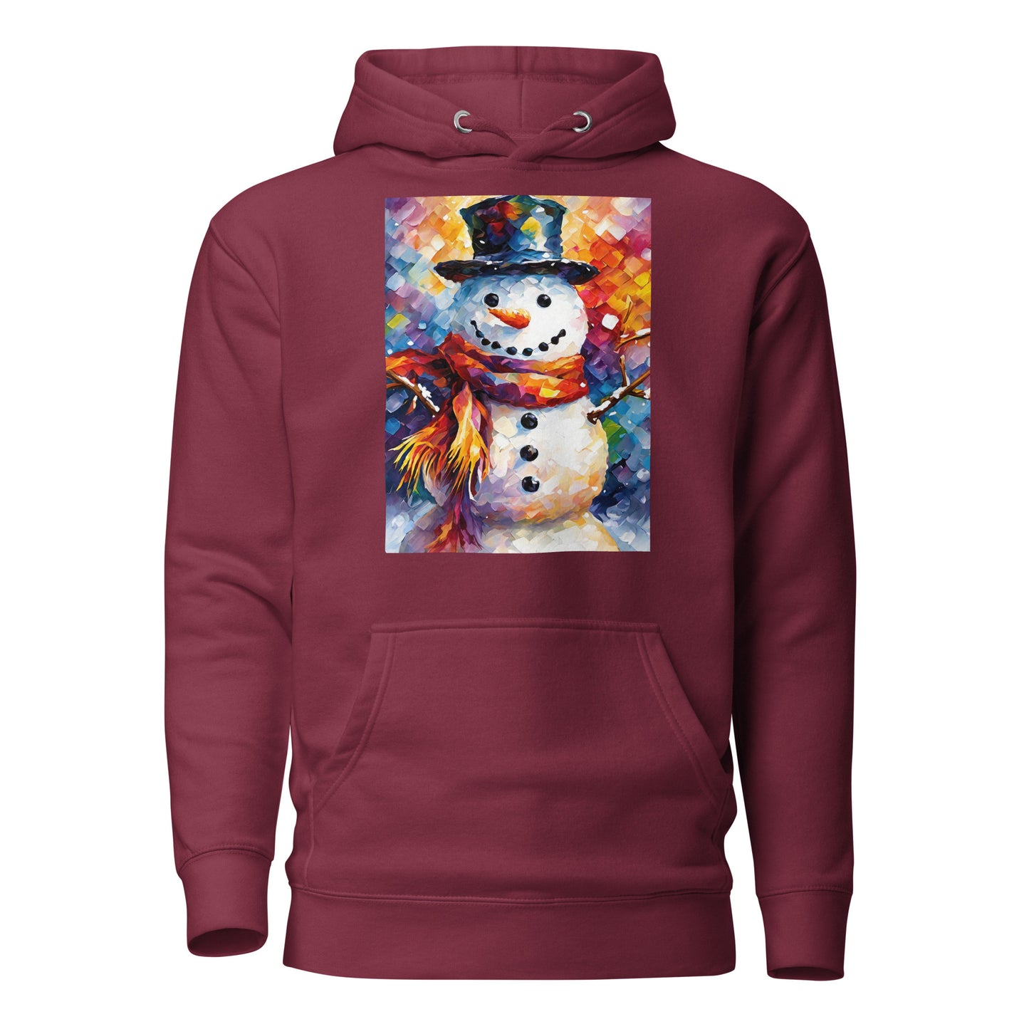 Happy Snowman Women's Christmas Hoodie Maroon