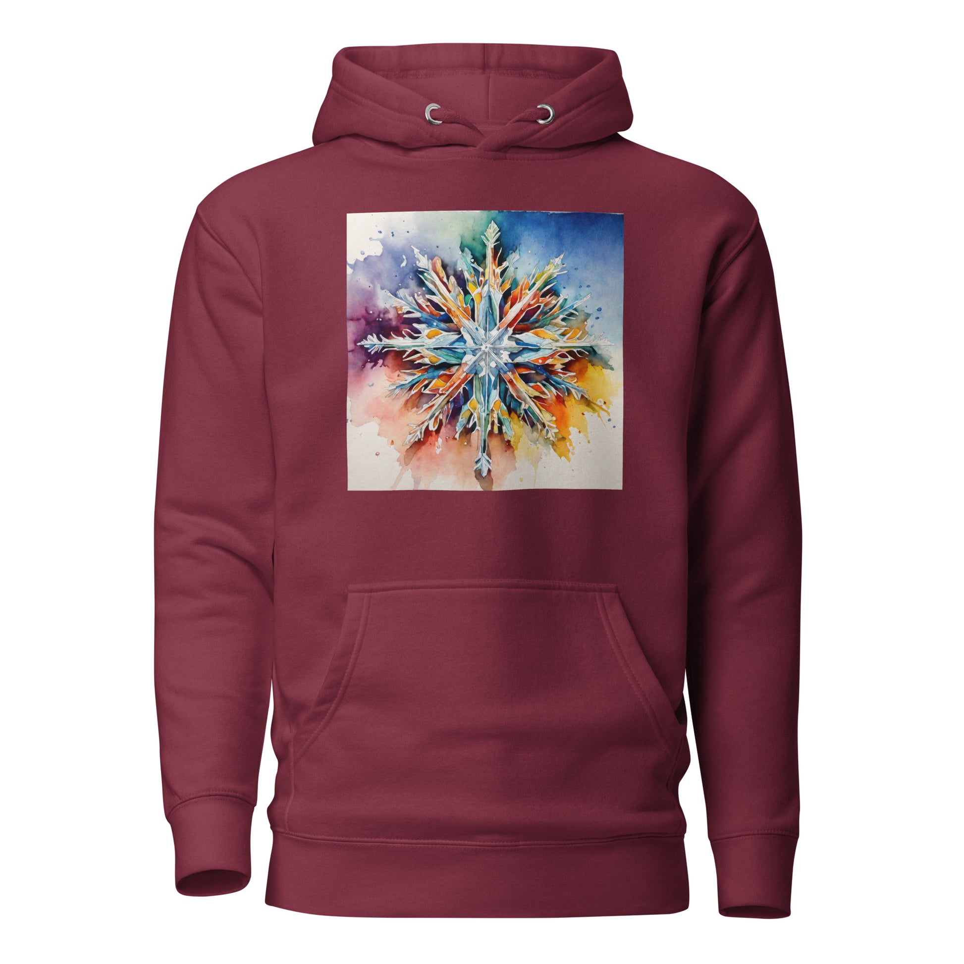 Colorful Snowflake Women's Christmas Hoodie Maroon