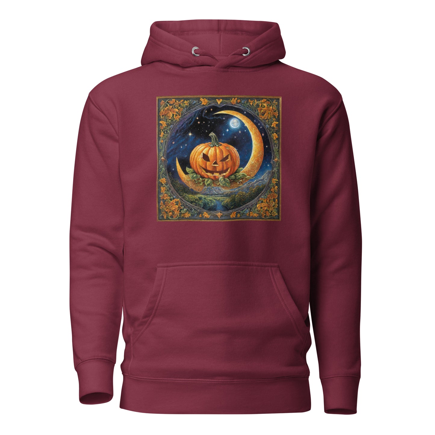 Jack O' Lantern Pumpkin Women's Halloween Hoodie Maroon