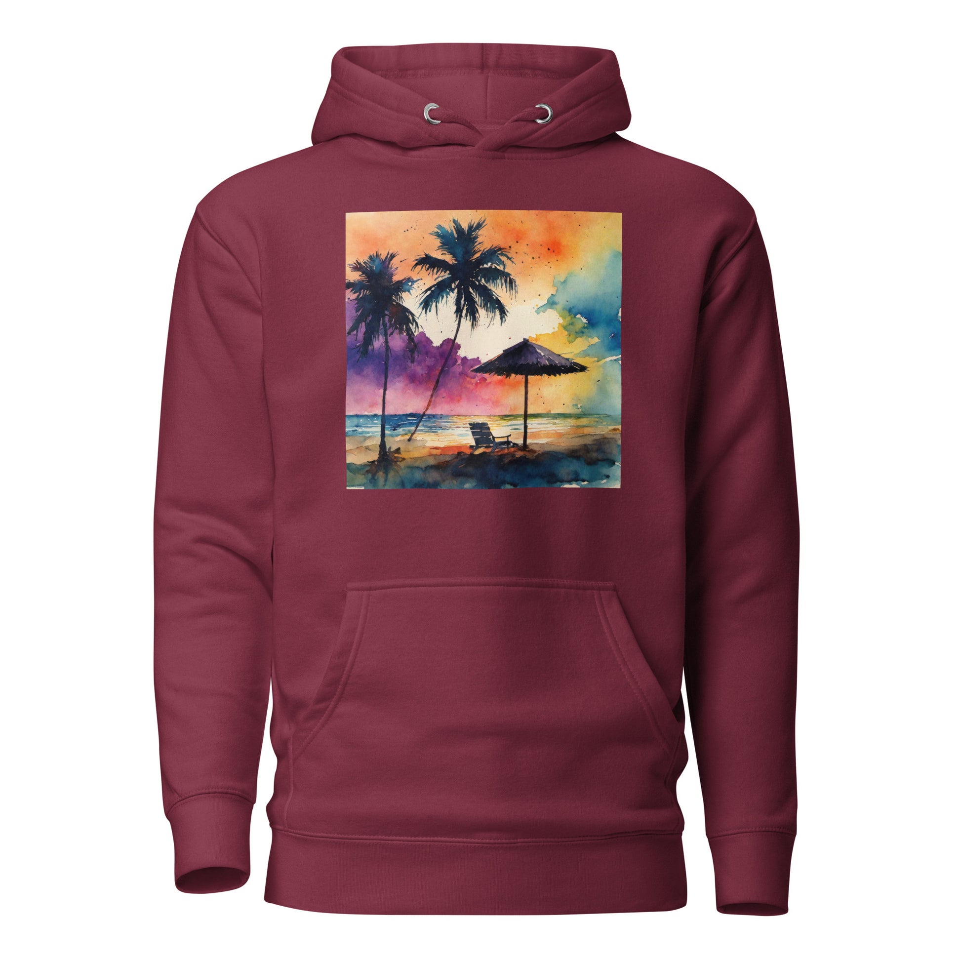 Beautiful Summer Paradise Women's Beach Hoodie Maroon