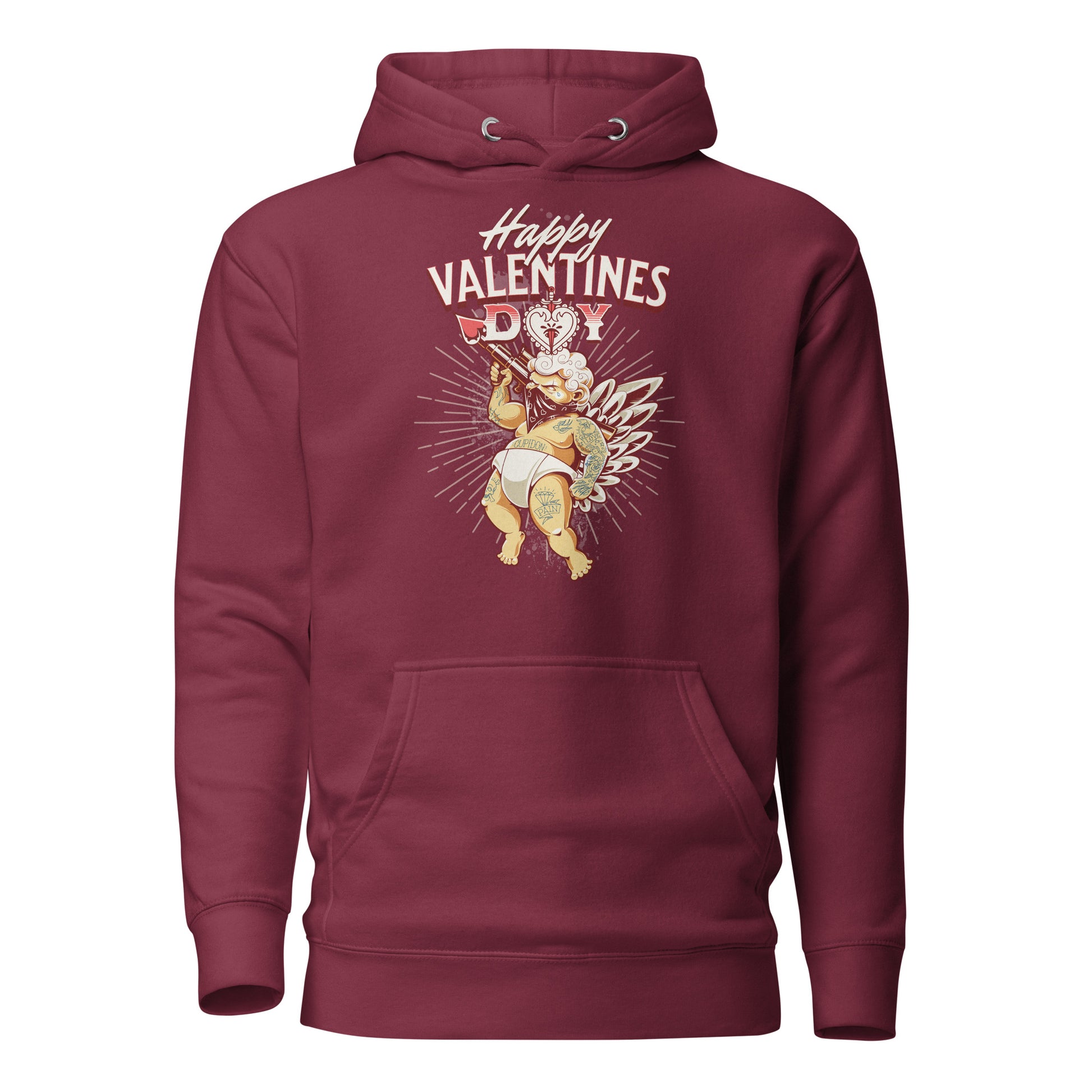 Inked Cupid Women's Valentine's Day Hoodie Maroon