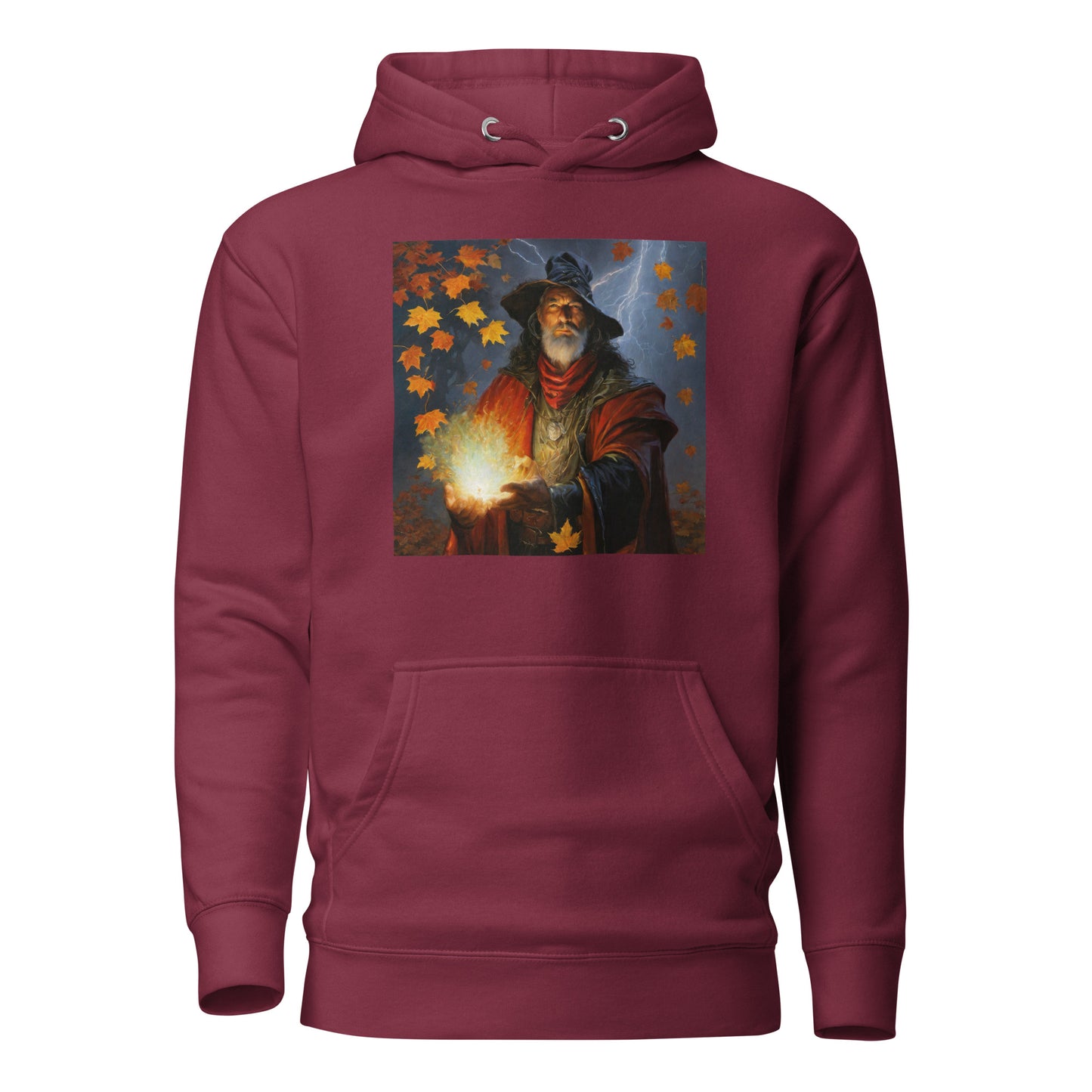 Autumn Wizard Making Fall Leaves Women's Graphic Hoodie Maroon