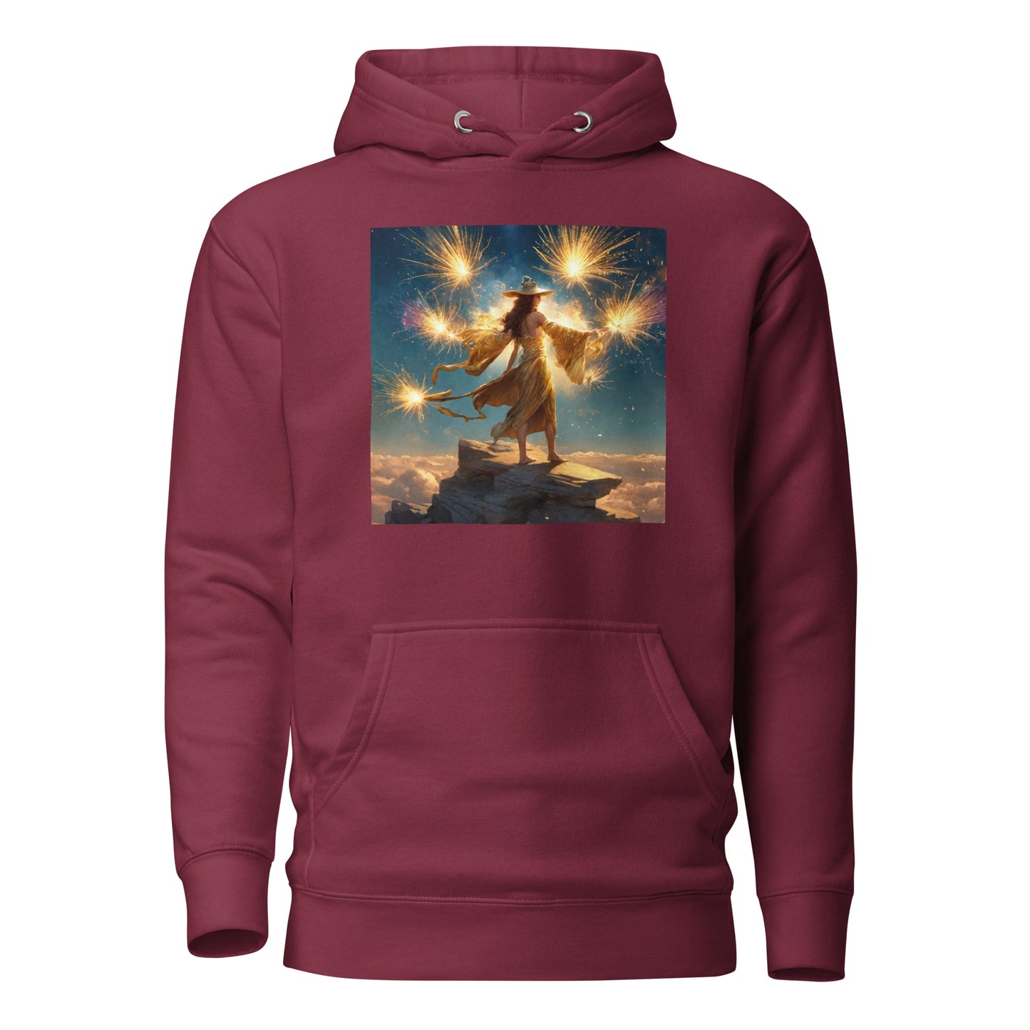 Sorceress Making Fireworks Women's 4th of July Hoodie Maroon