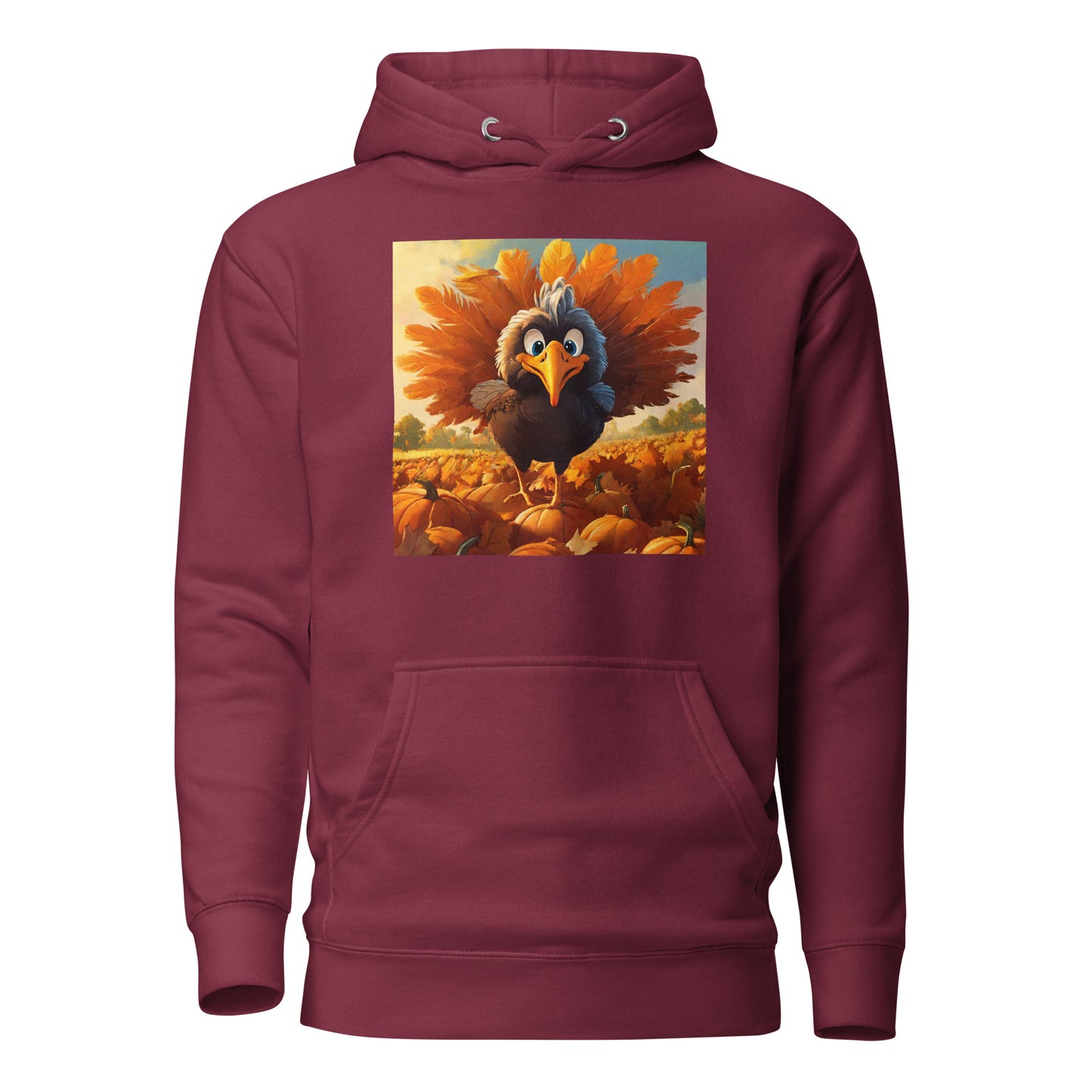 Cute Turkey Women's Thanksgiving Hoodie Maroon