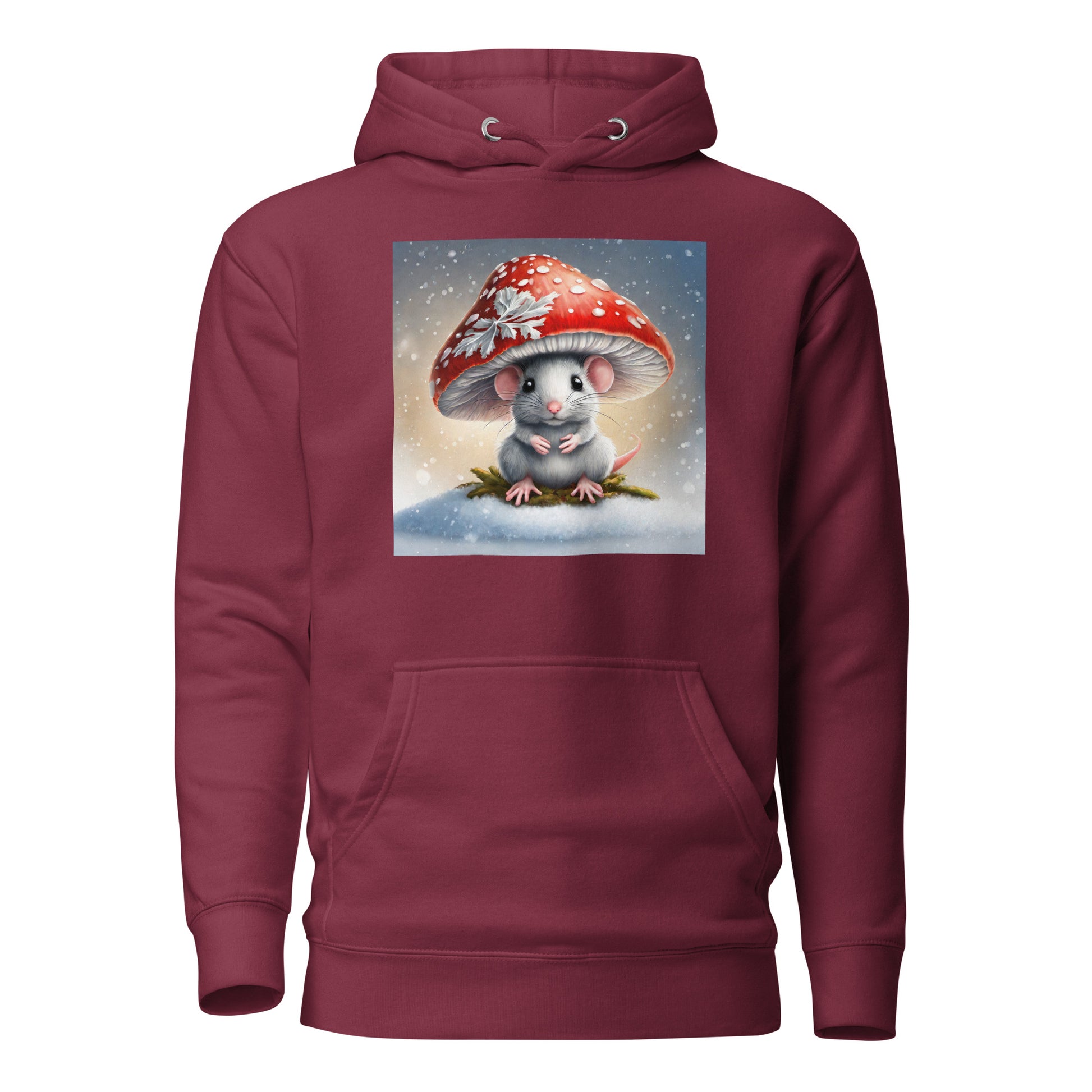 Winter Mouse Women's Holiday Hoodie Maroon