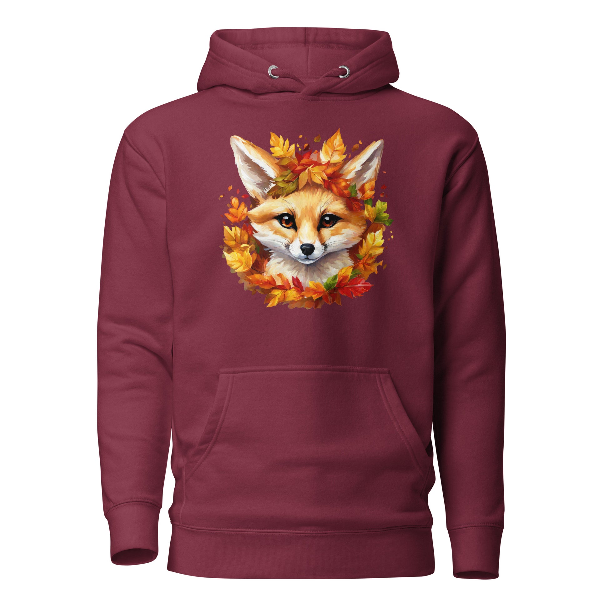 Autumn Fennec Fox Women's Fall Hoodie Maroon