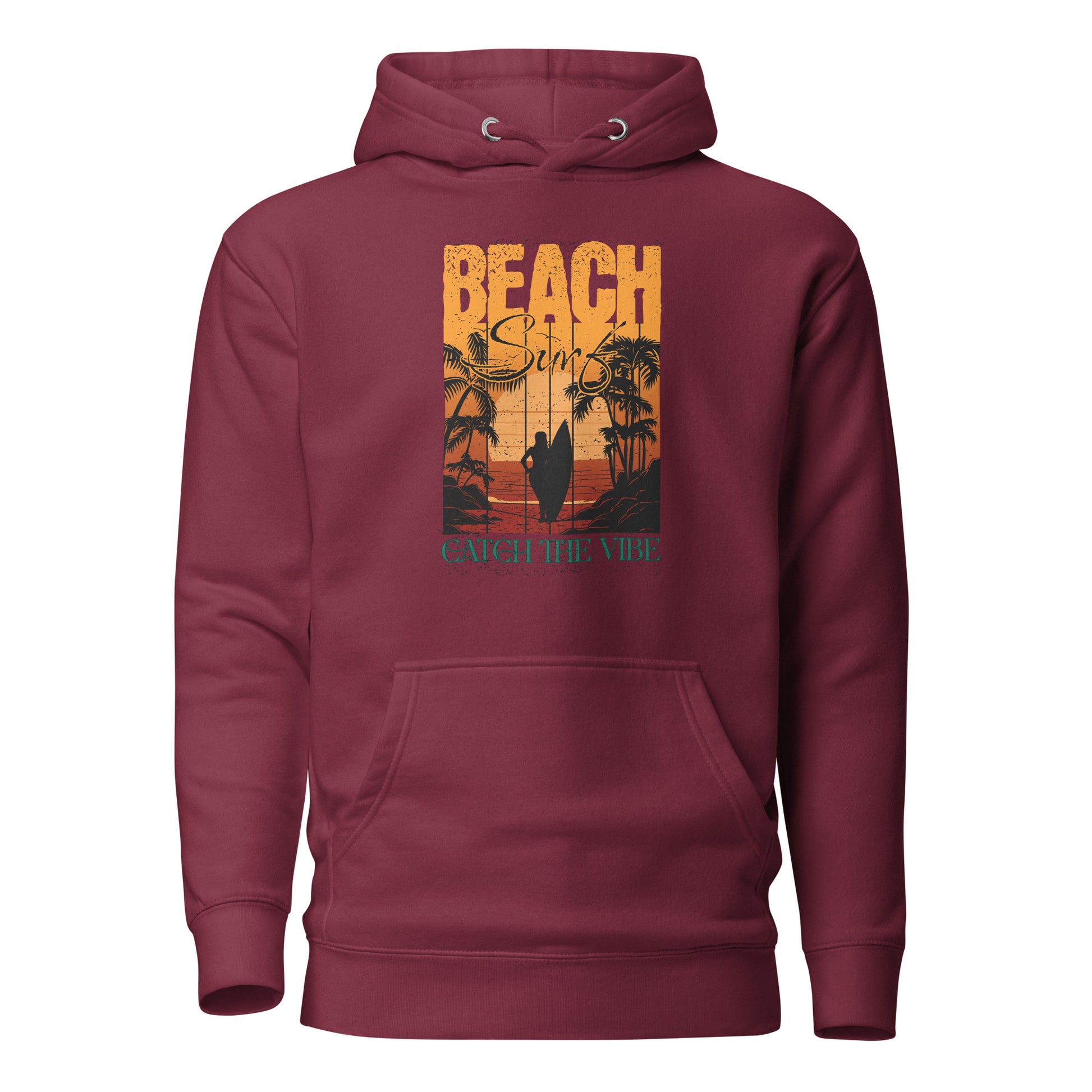 Catch the Vibe Surfing Women's Hoodie Maroon