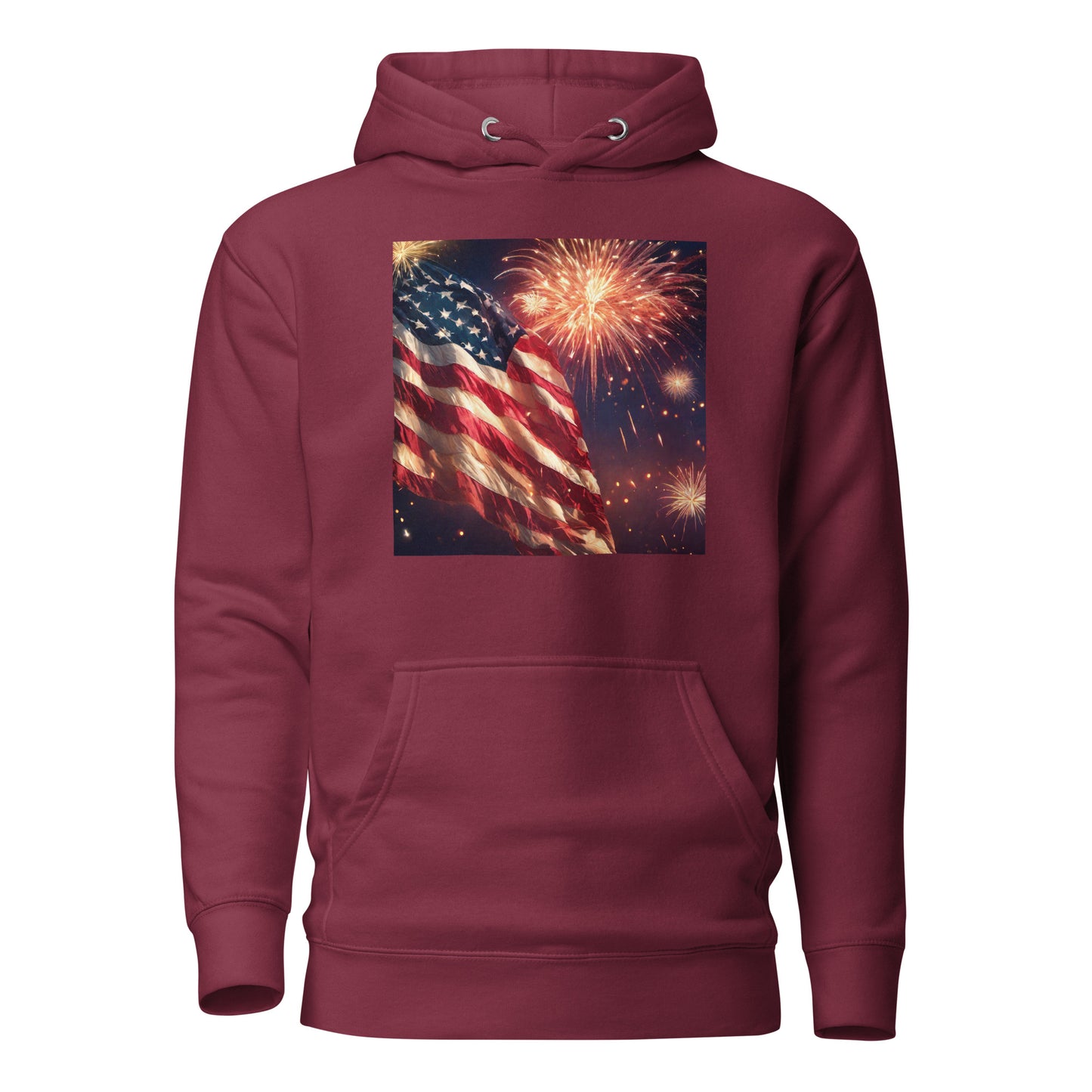 American Flag Women's 4th of July Hoodie Maroon