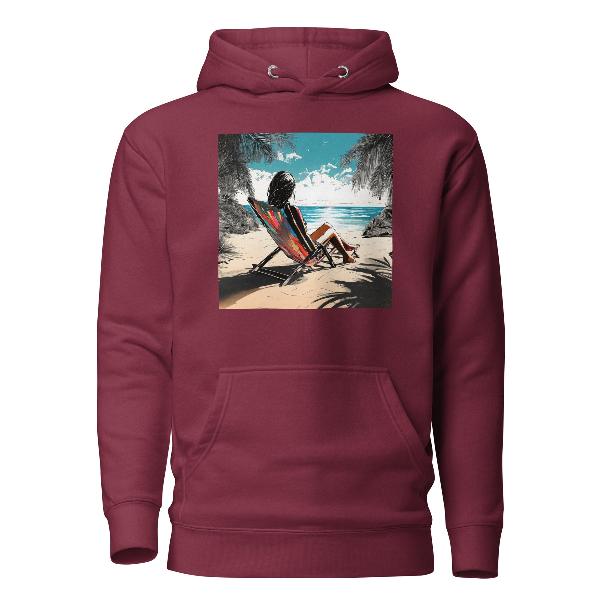 Relaxing on the Beach Women's Summer Hoodie Maroon