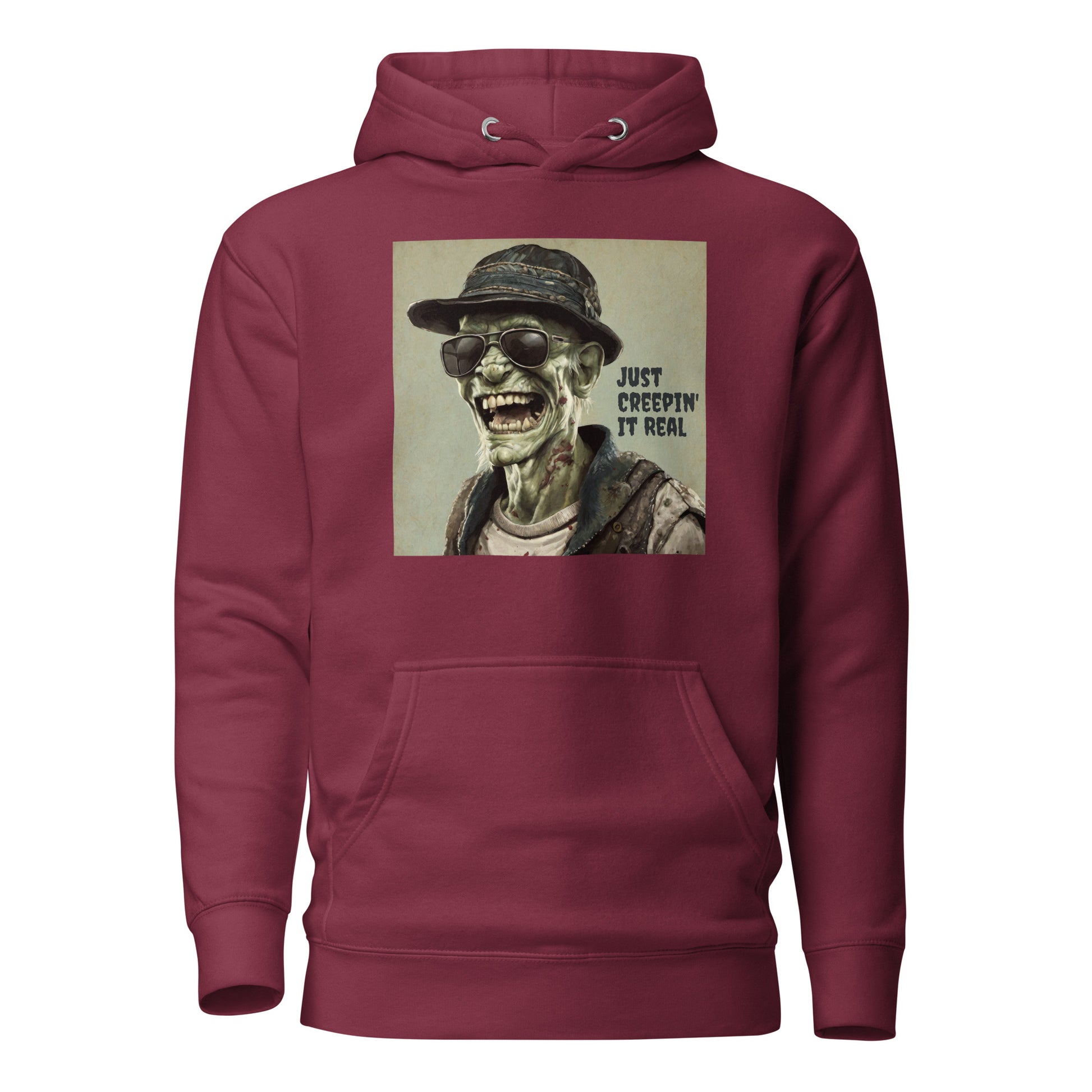 Just Creepin' It Real Women's Zombie Hoodie for Halloween Maroon