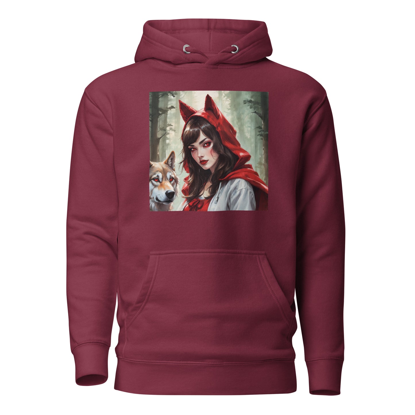 Red Riding Hood Colluding with the Wolf Women's Fairy Tale Hoodie Maroon