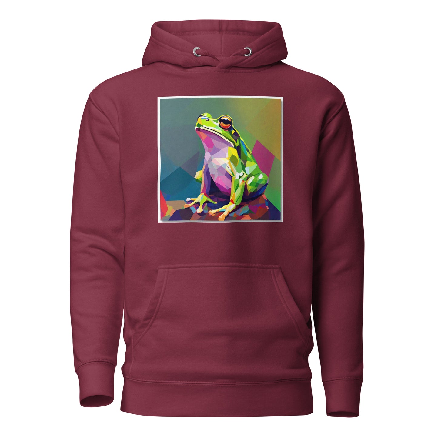 Geometric Frog Women's Animal Lover Hoodie Maroon