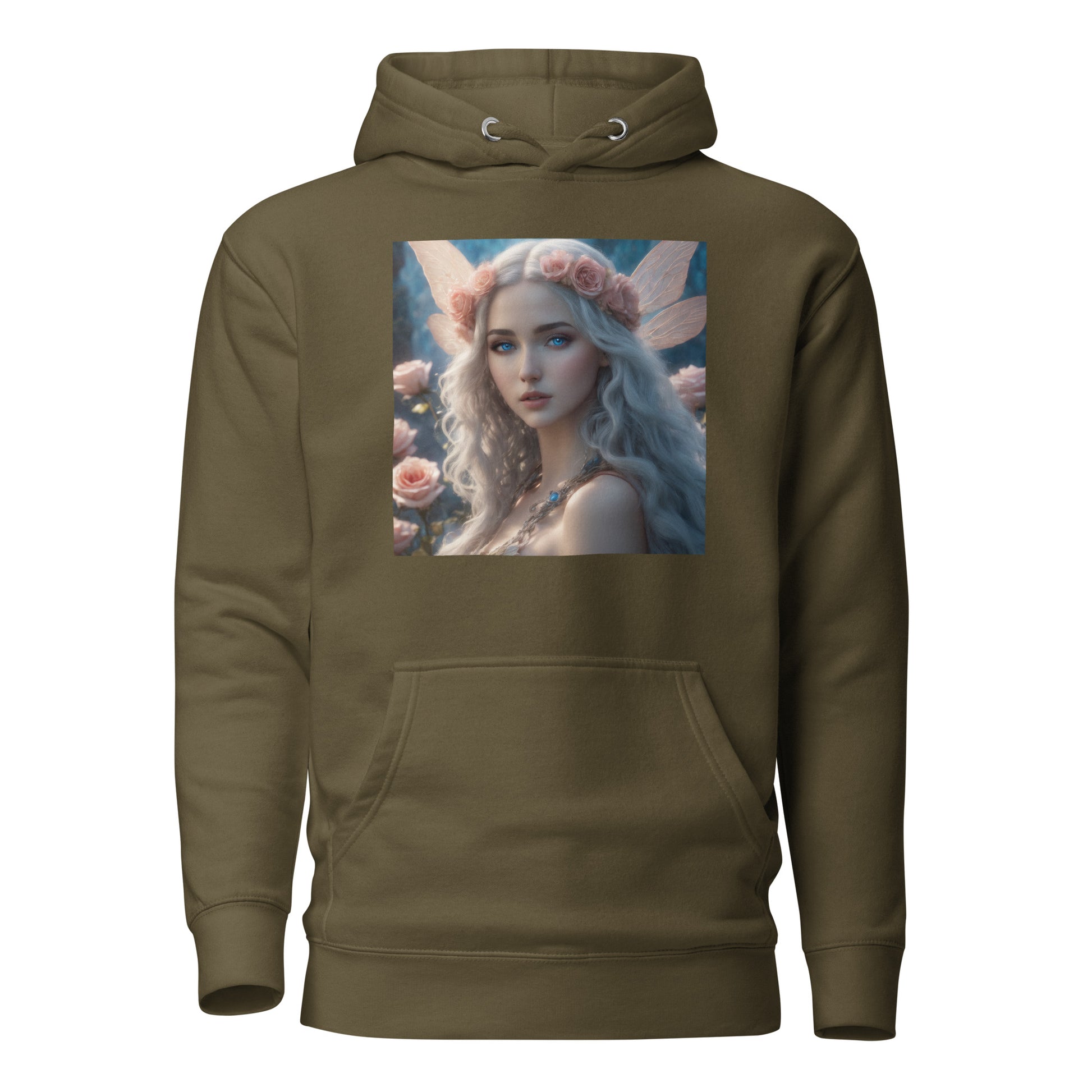 Rose Fairy Women's Fantasy Hoodie Military Green