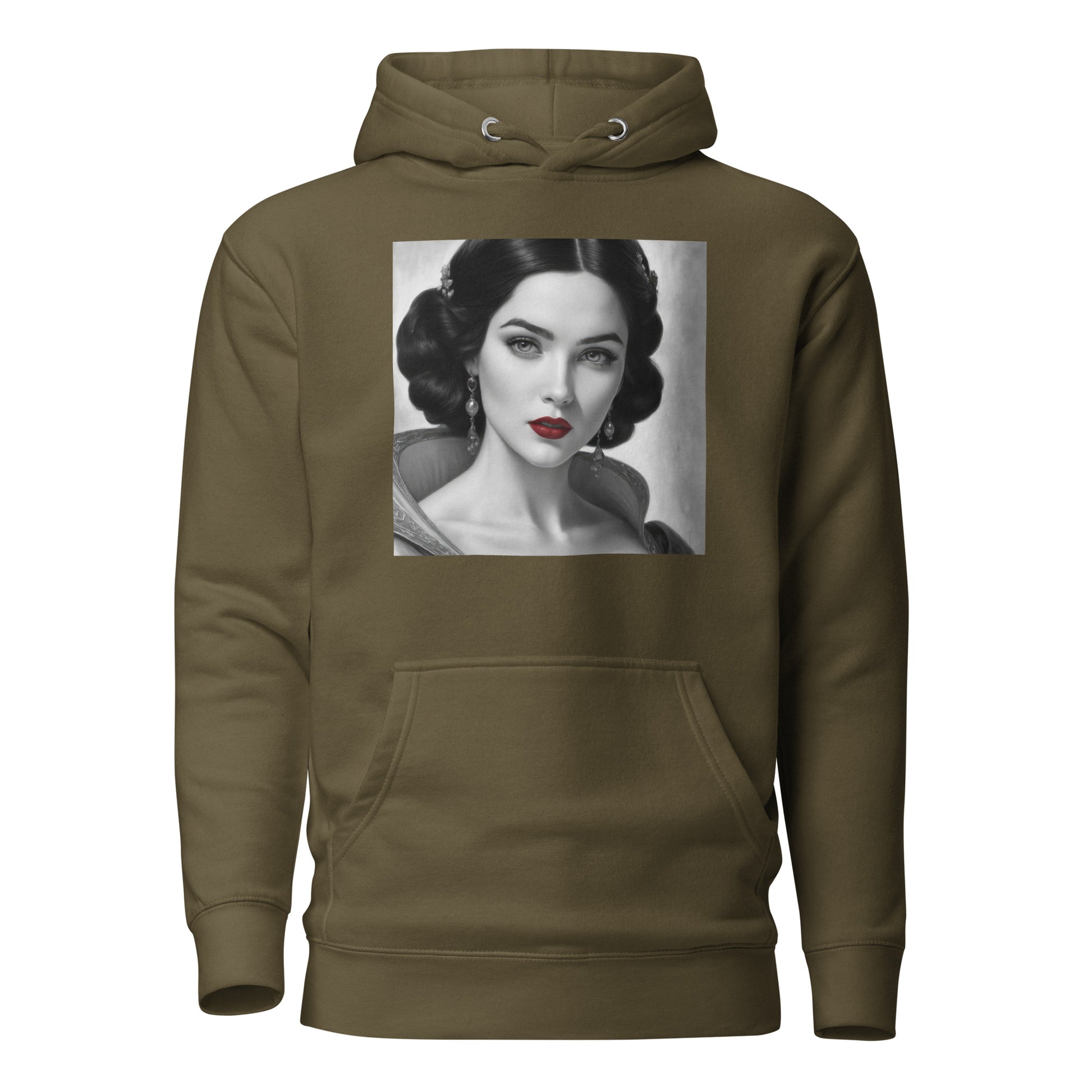 Snow White Portrait Women's Fairy Tale Hoodie Military Green