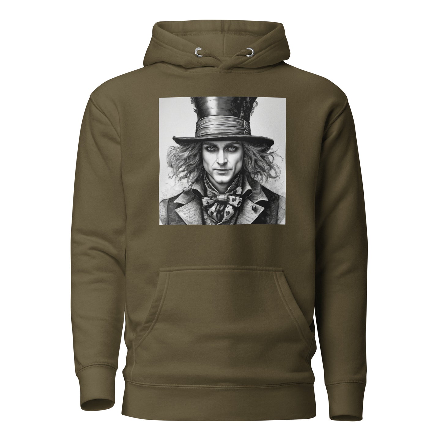 Serenely Eccentric Mad Hatter Hoodie Military Green