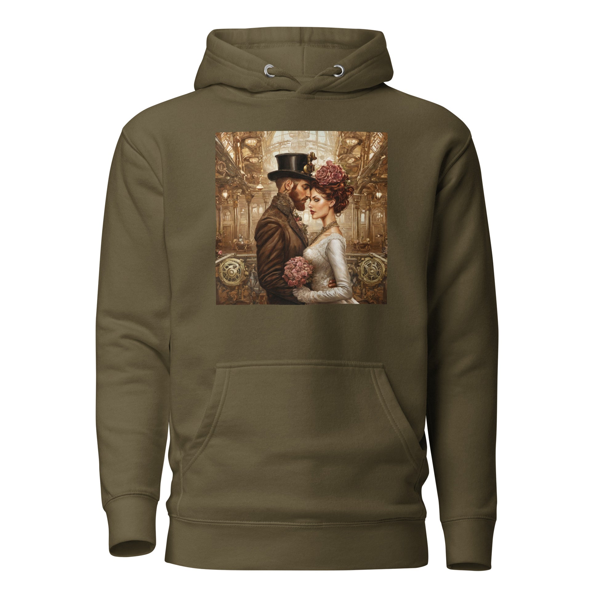 Gears & Lace Steampunk Wedding Women's Hoodie Military Green