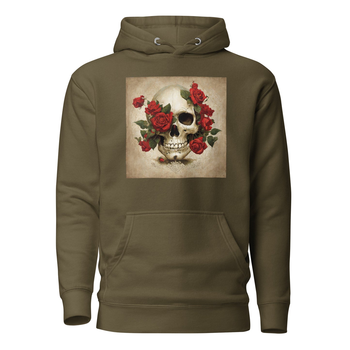 Skull & Roses Women's Hoodie Military Green