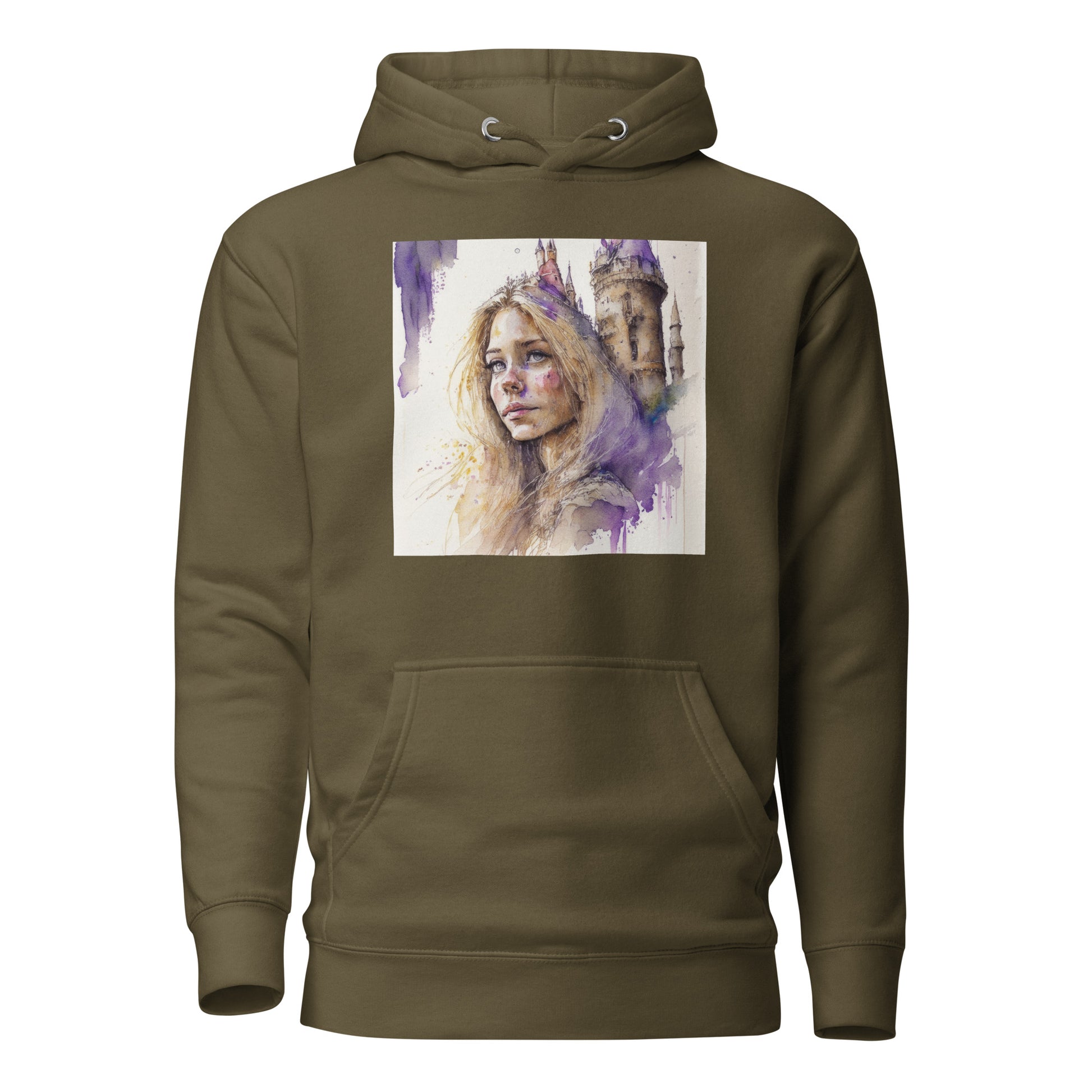 Rapunzel & The Tower Women's Fairy Tale Graphic Hoodie Military Green