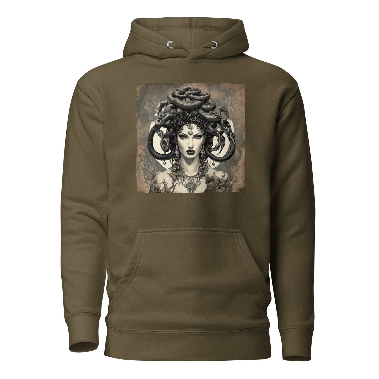 Medusa'a Gaze Women's Graphic Hoodie Military Green