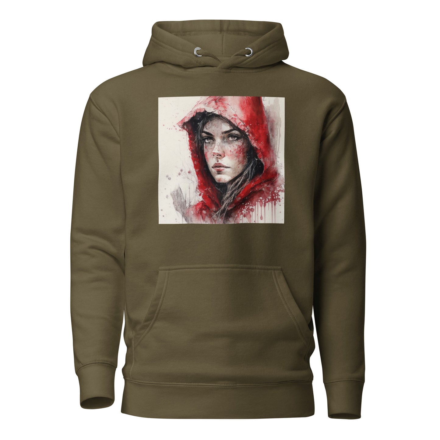 Little Red Riding Hood Portrait Women's Hoodie Military Green