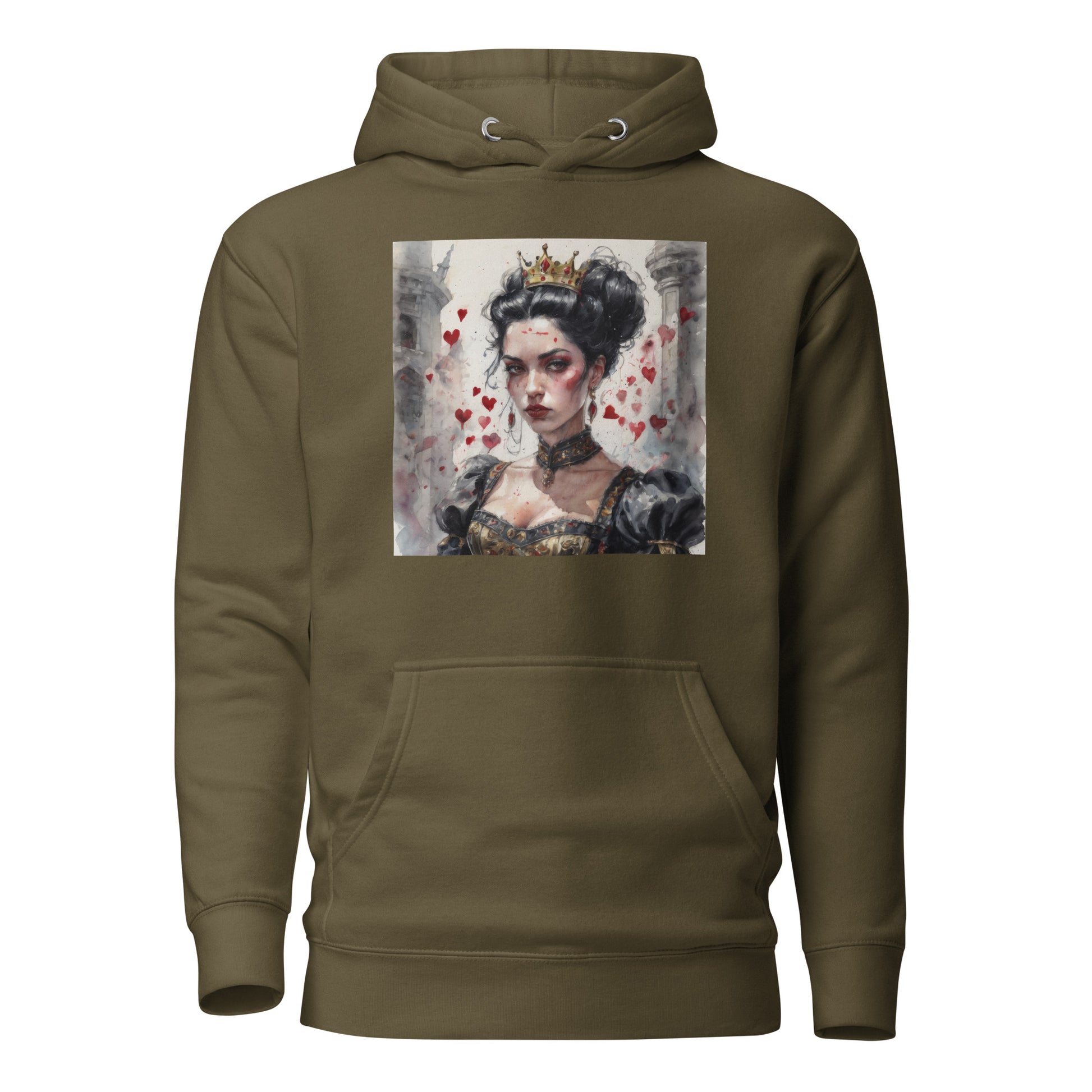 Queen of Hearts Women's Hoodie Military Green