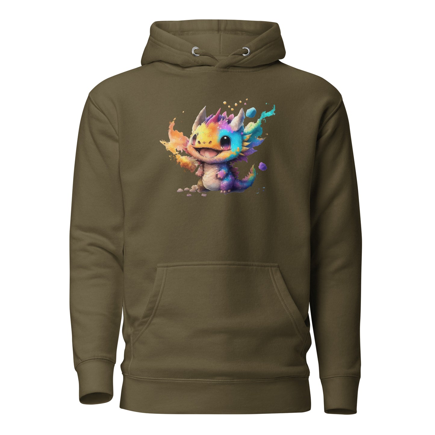 Cute Baby Dragon Women's Fantasy Hoodie Military Green