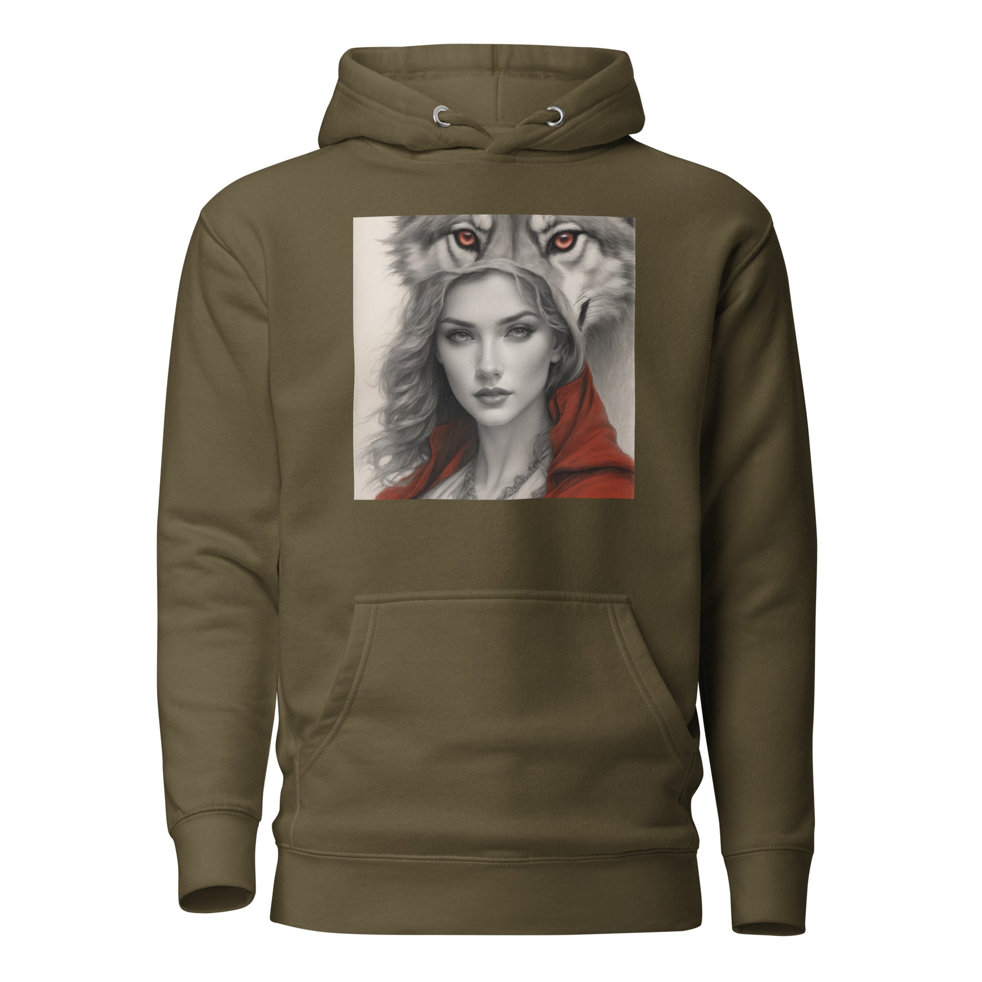 Mystique of the Wolf Women's Hoodie Military Green