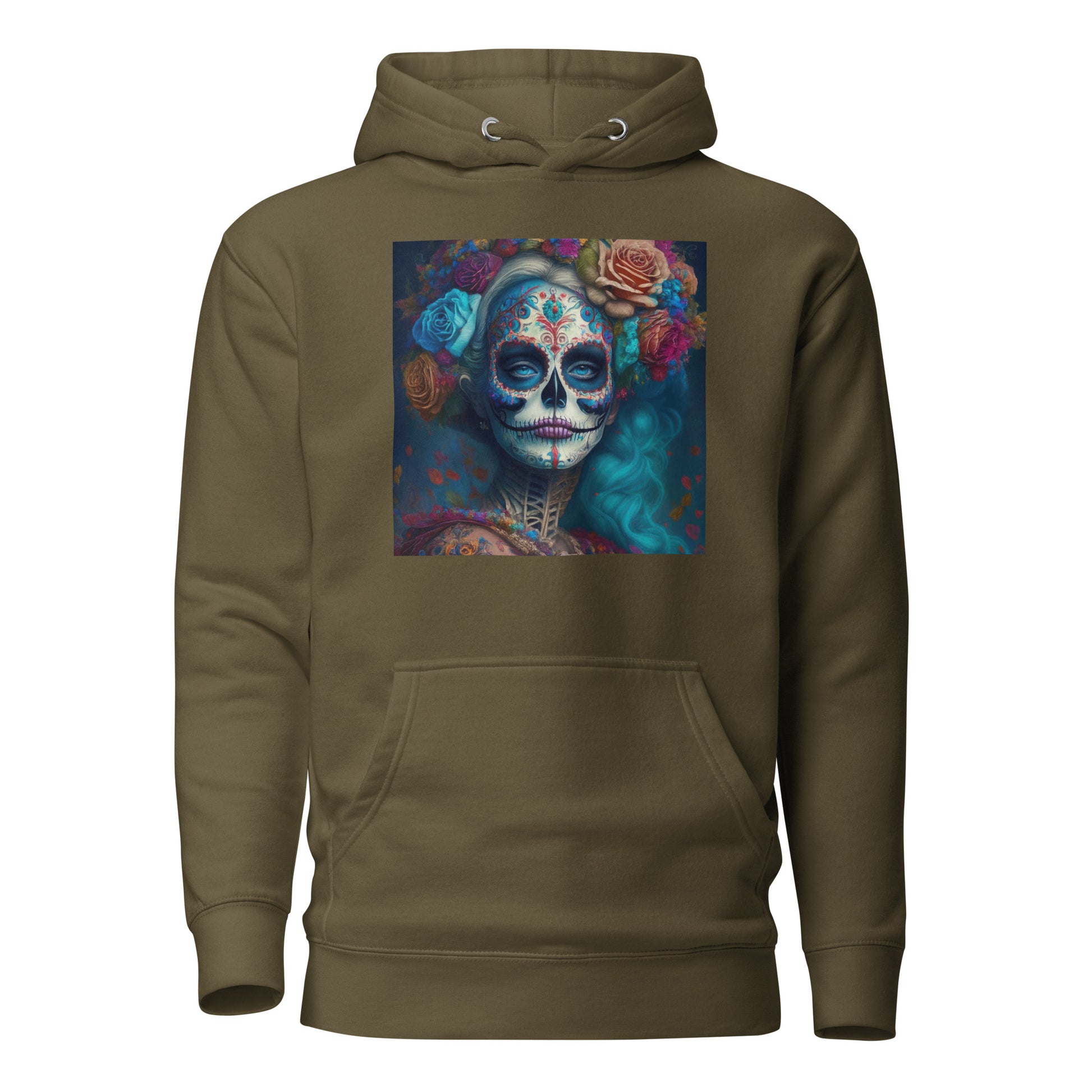 Day of the Dead Makeup Princess Women's Hoodie Military Green