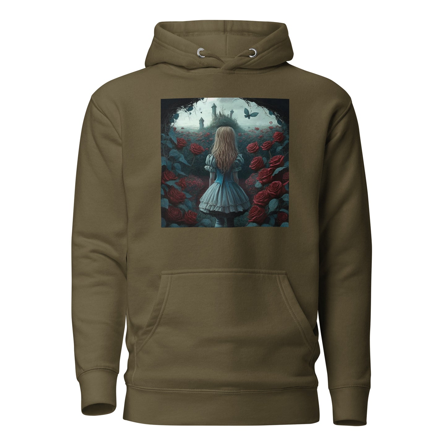 Alice and the Path or Roses Women's Hoodie Military Green