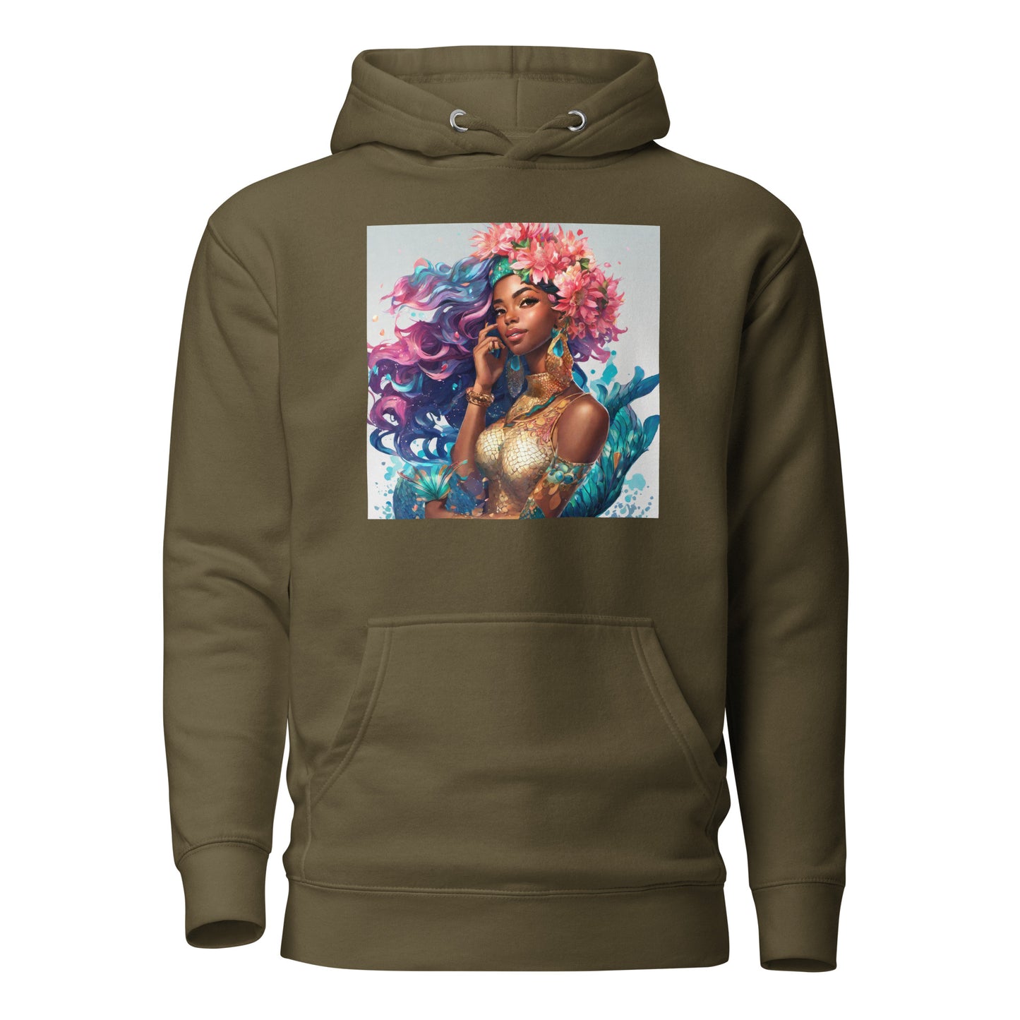 Mermaid Princess Women's Hoodie Military Green