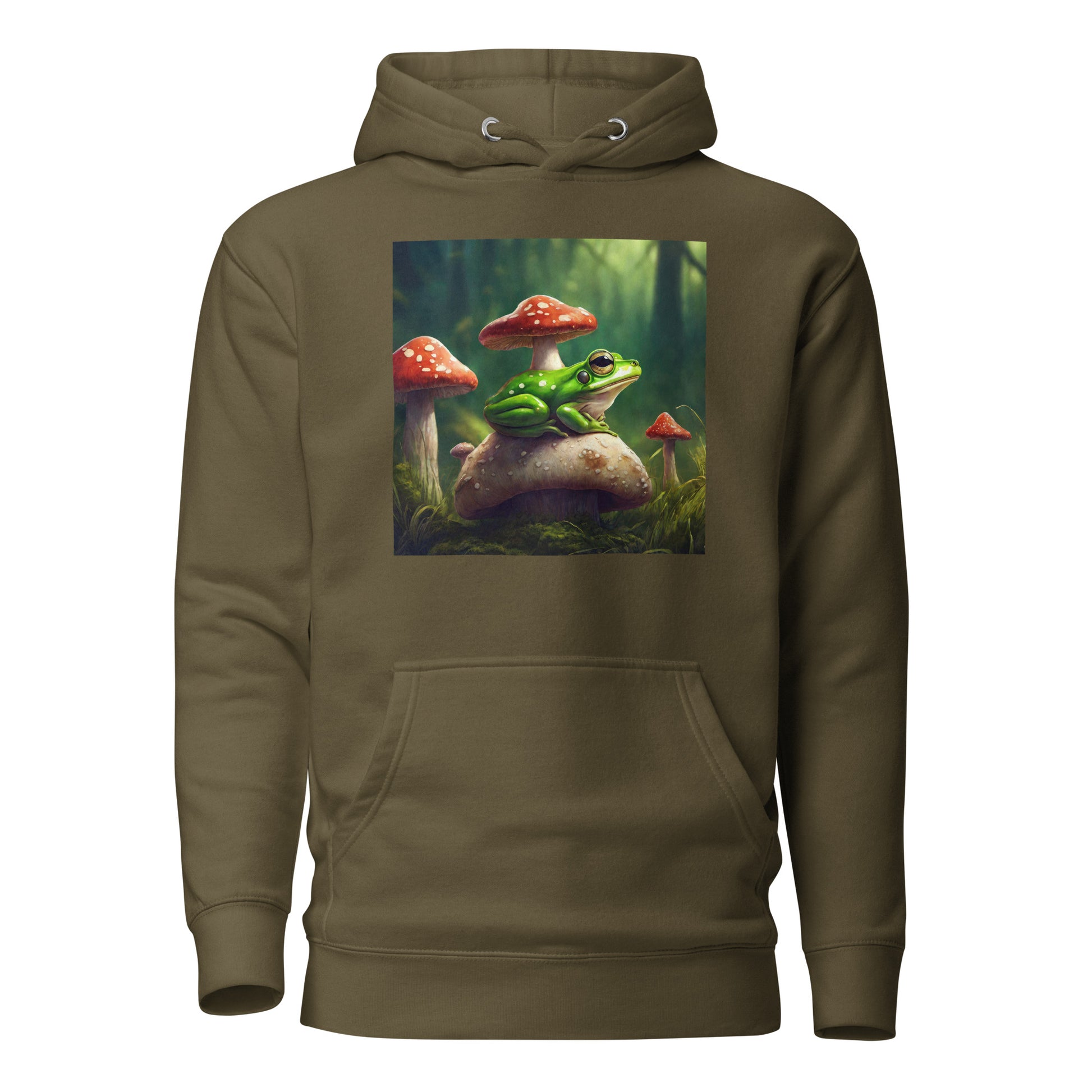 Frog & Mushrooms Women's Animal Hoodie Military Green