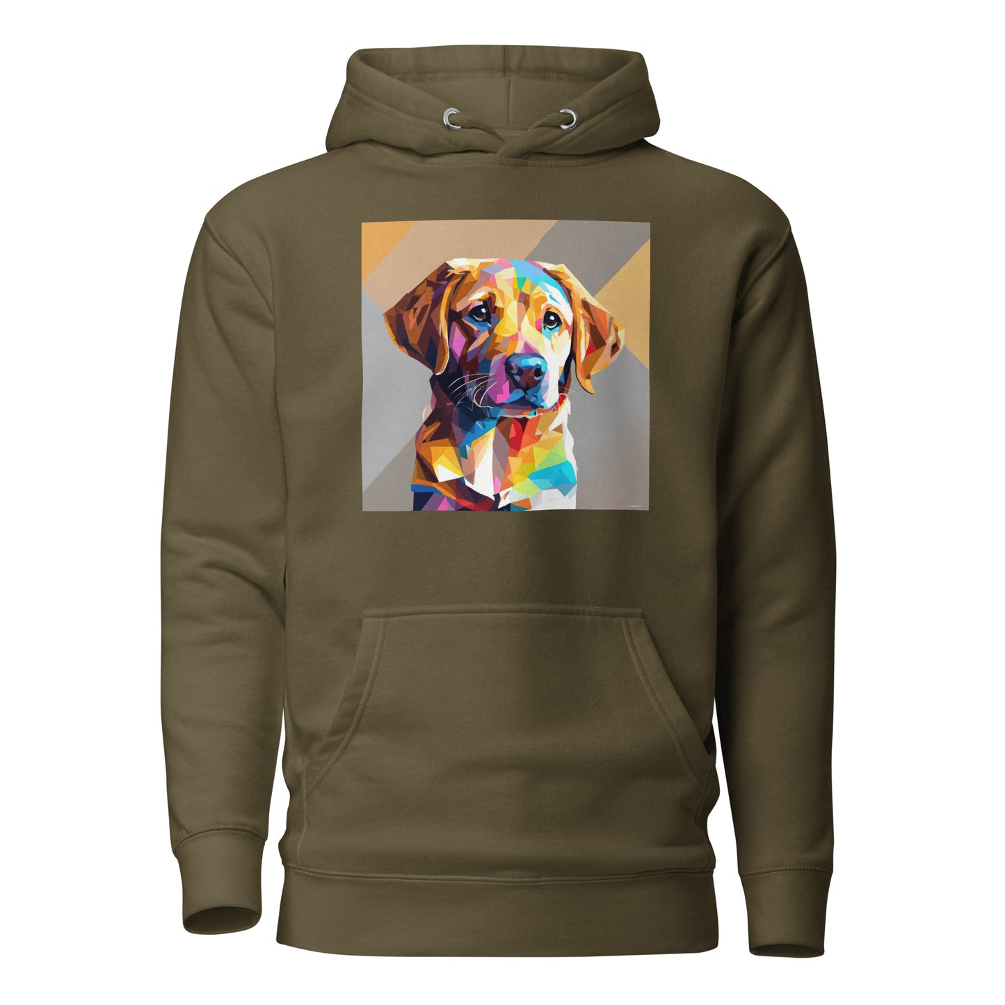 Geometric Golden Lab Women's Animal Lover Hoodie Military Green