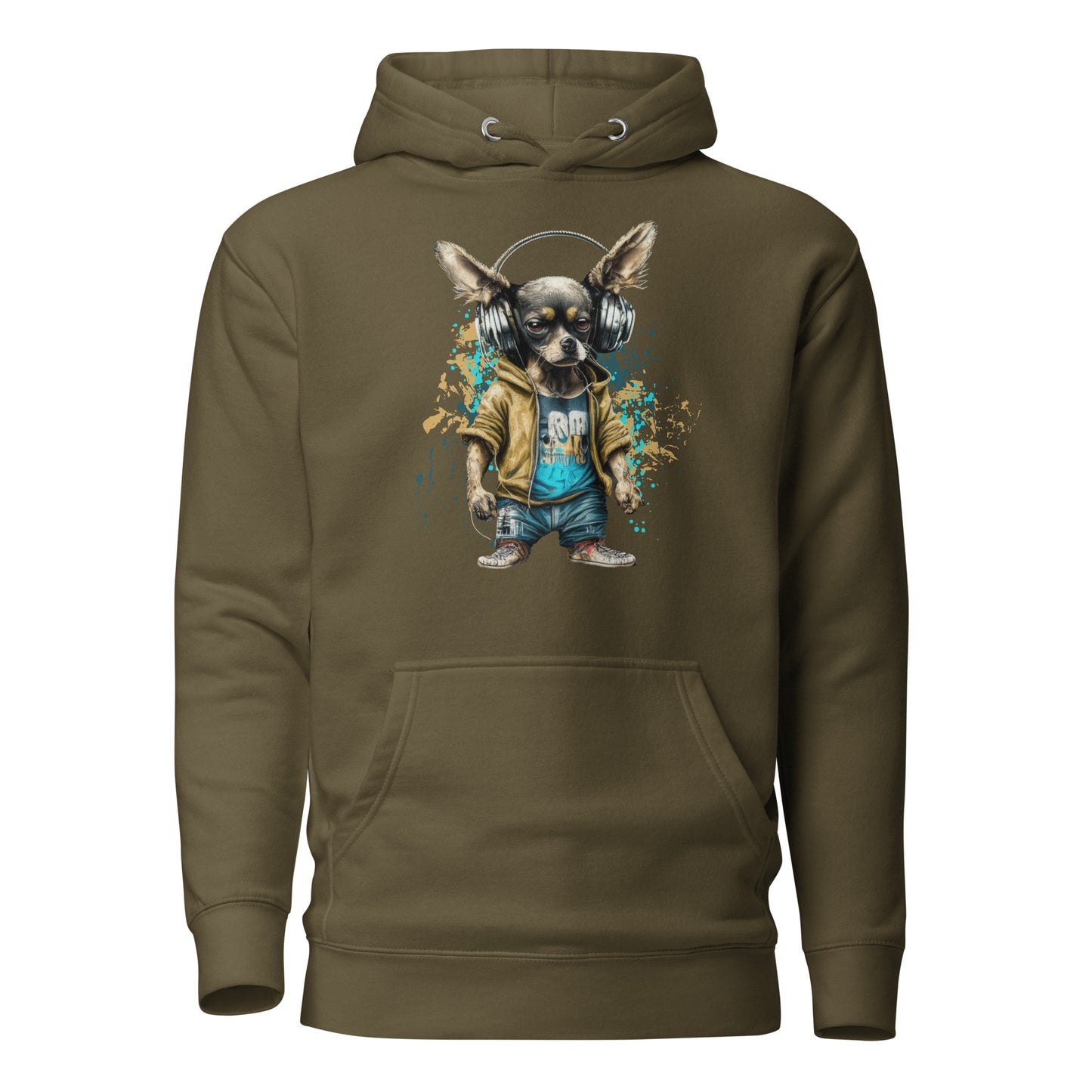 Cool Beats Chihuahua Women's Animal Hoodie Military Green