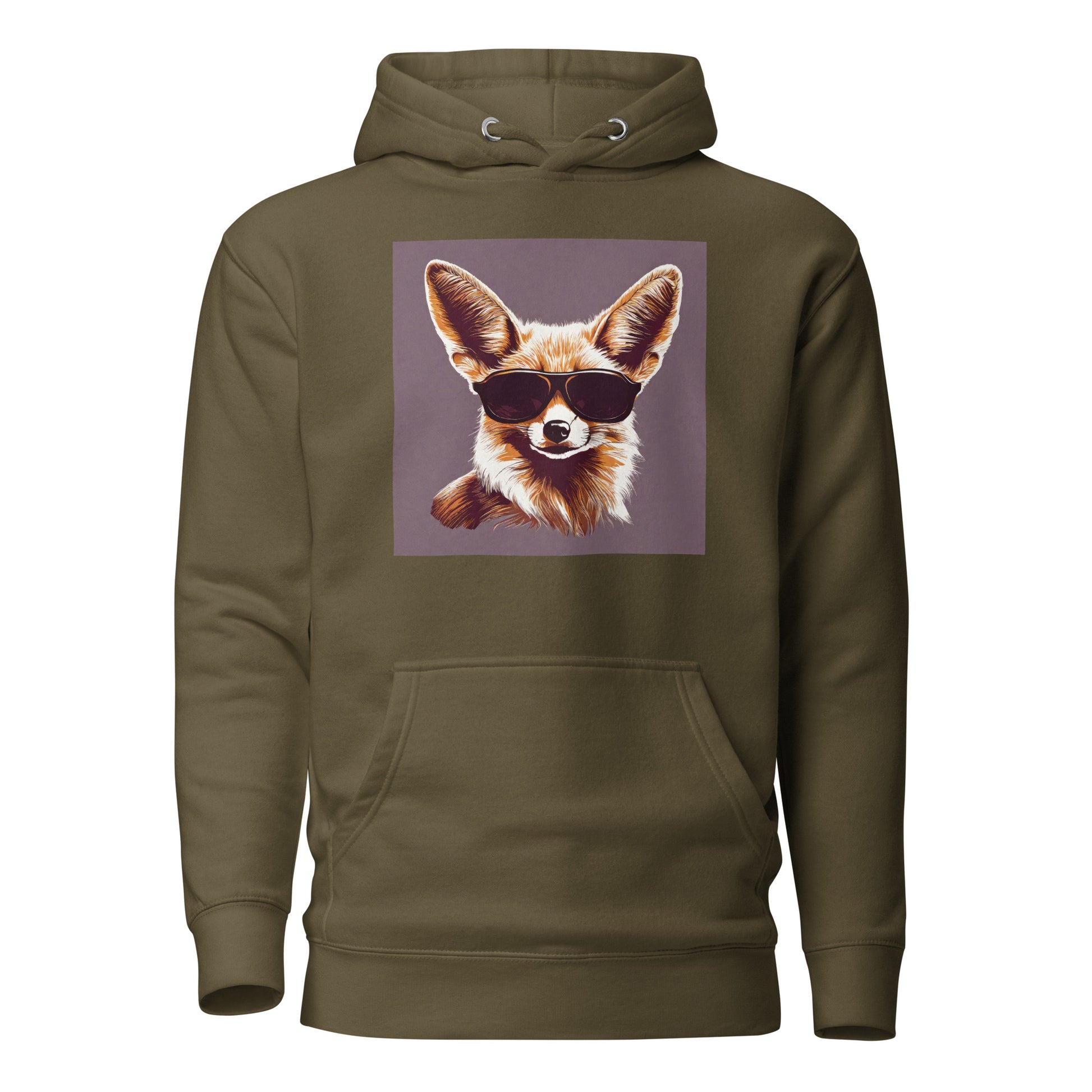 Fennec Fox in Shades Women's Animal Lover Hoodie Military Green