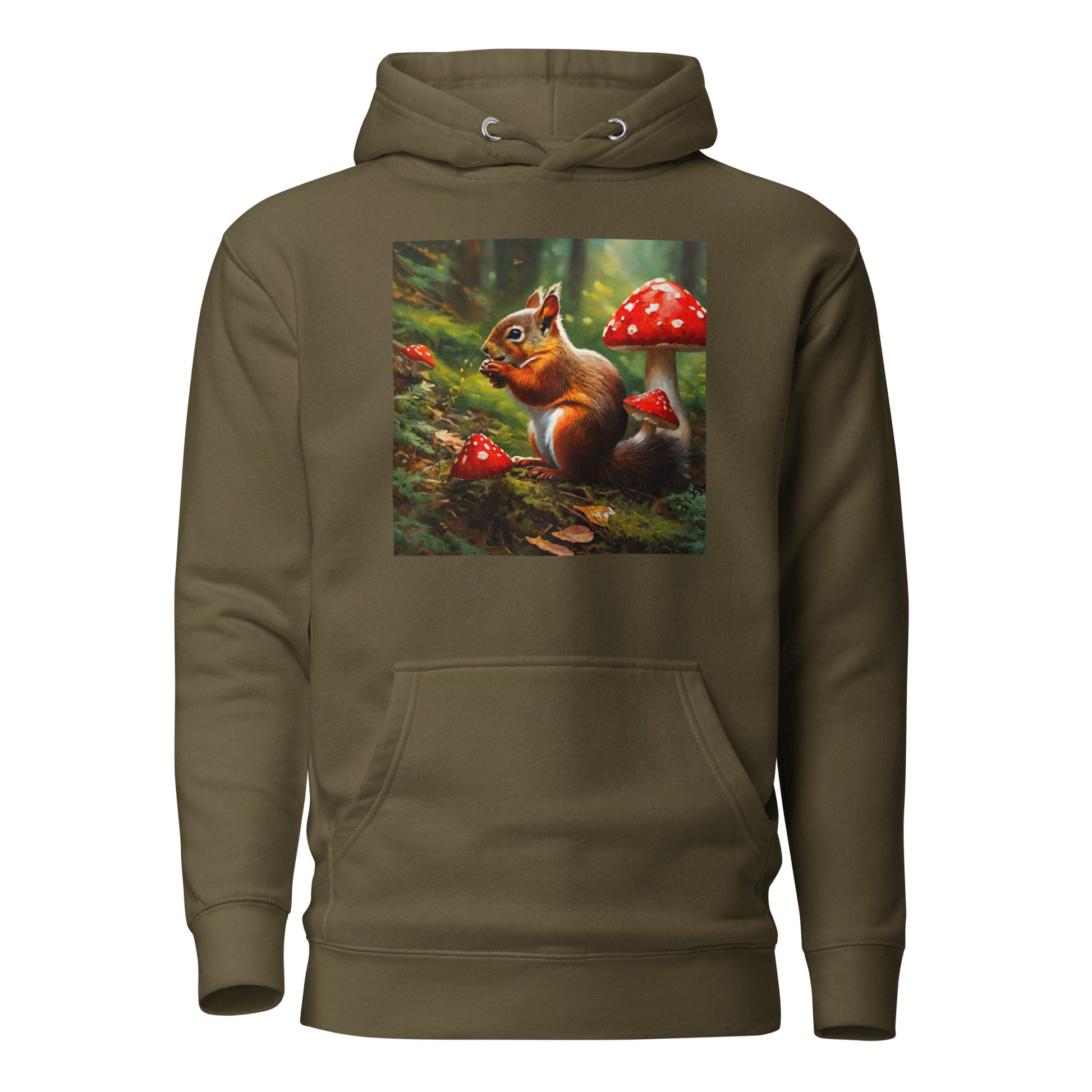 Forest Squirrel Women's Animal Lover Hoodie Military Green