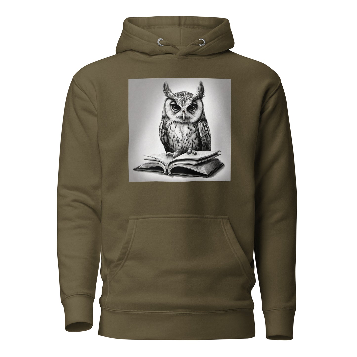 Booksmart Owl Women's Book Lover Hoodie Military Green