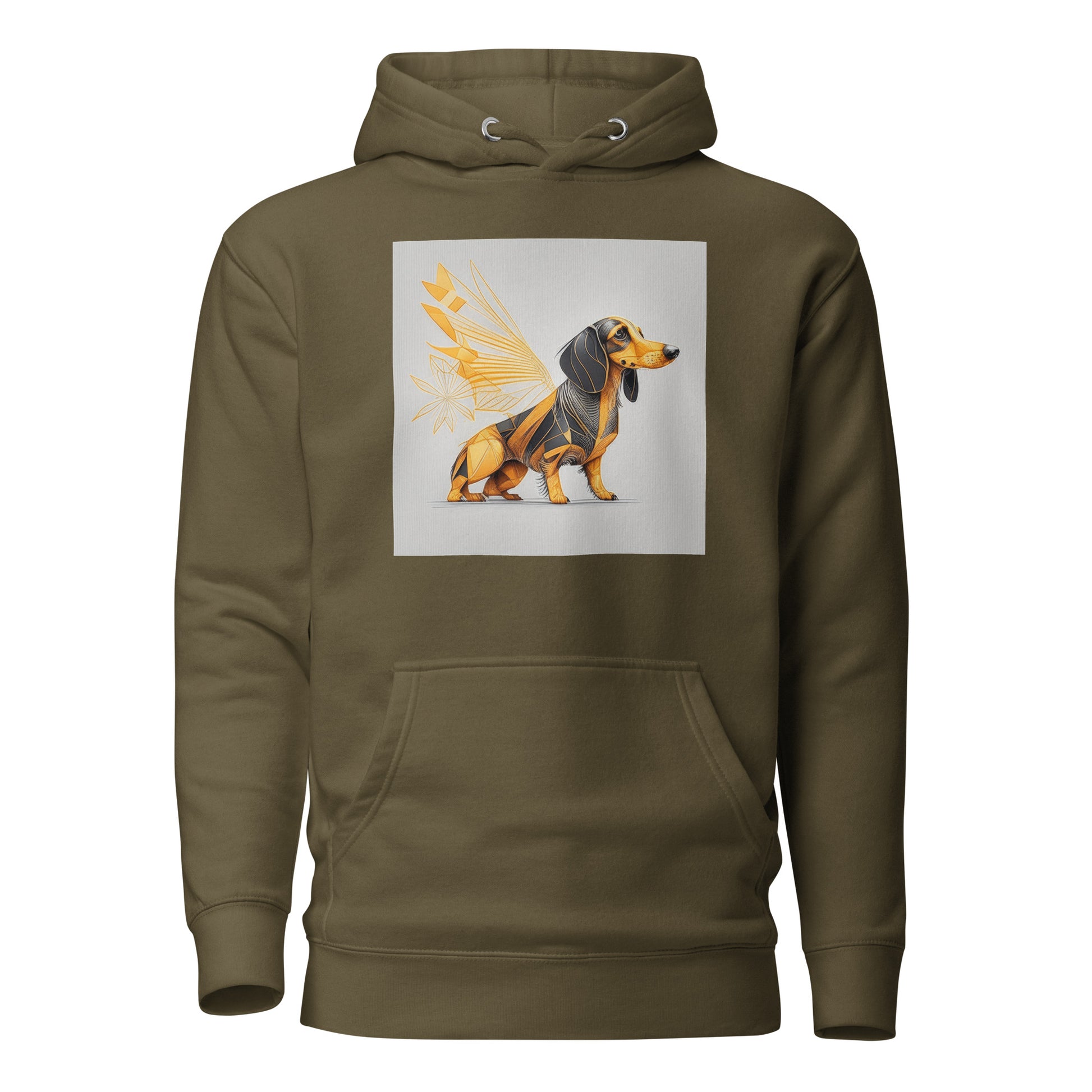 Dachshund with Wings Women's Dog Lover Hoodie Military Green