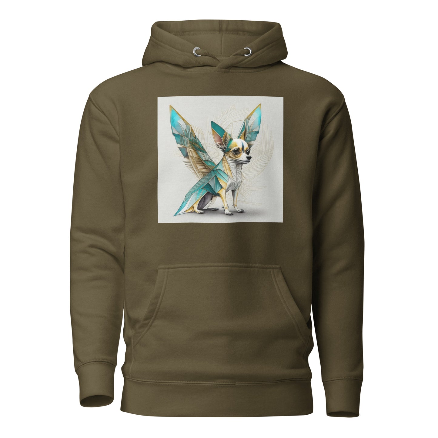 Chihuahua with Wings Women's Dog Lover Hoodie Military Green