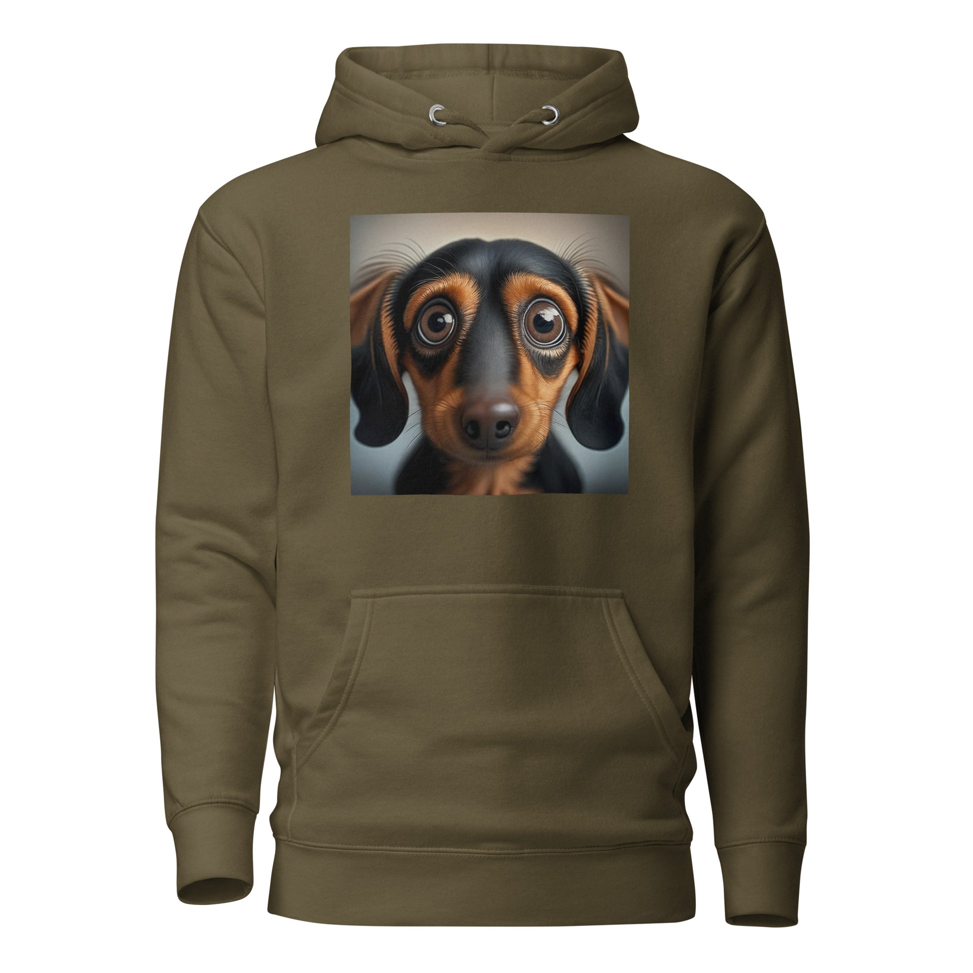 Dachshund with Puppy Dog Eyes Women's Weiner Dog Hoodie Military Green