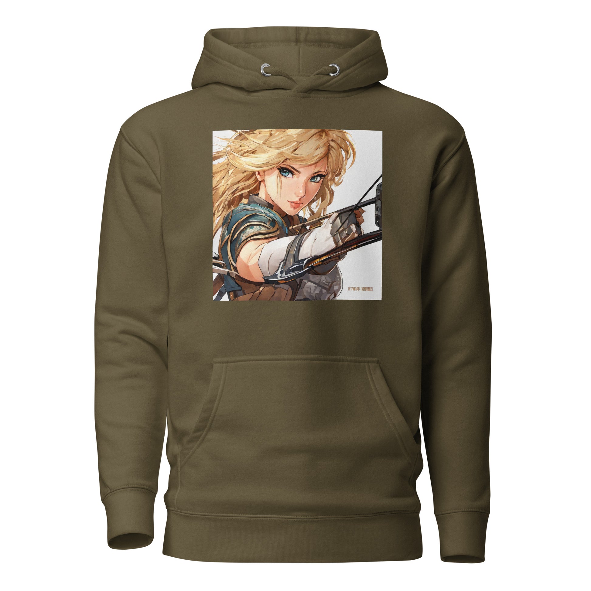 Fierce Shieldmaiden Women's Anime Hoodie Military Green