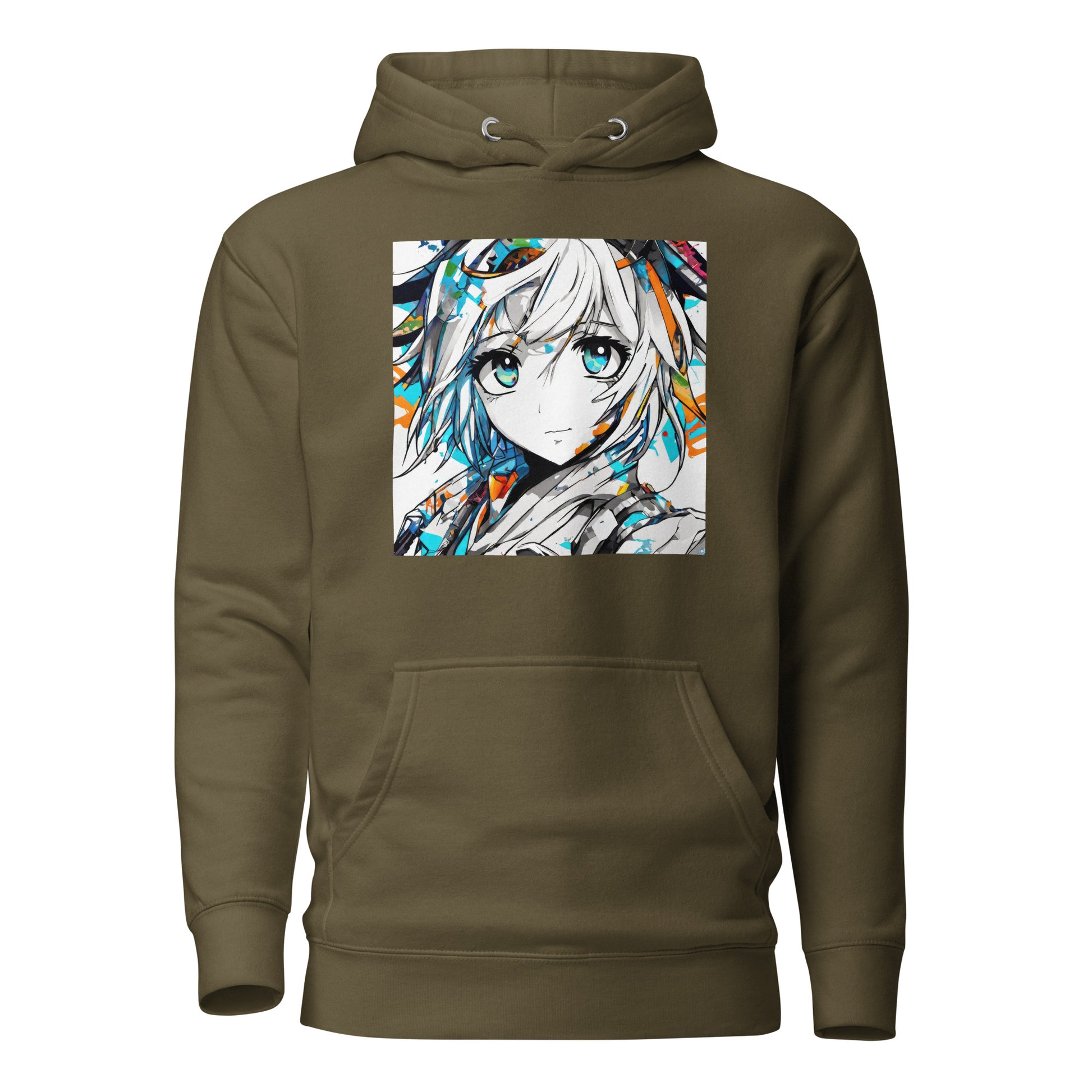 Women's Anime Addict Hoodie Military Green