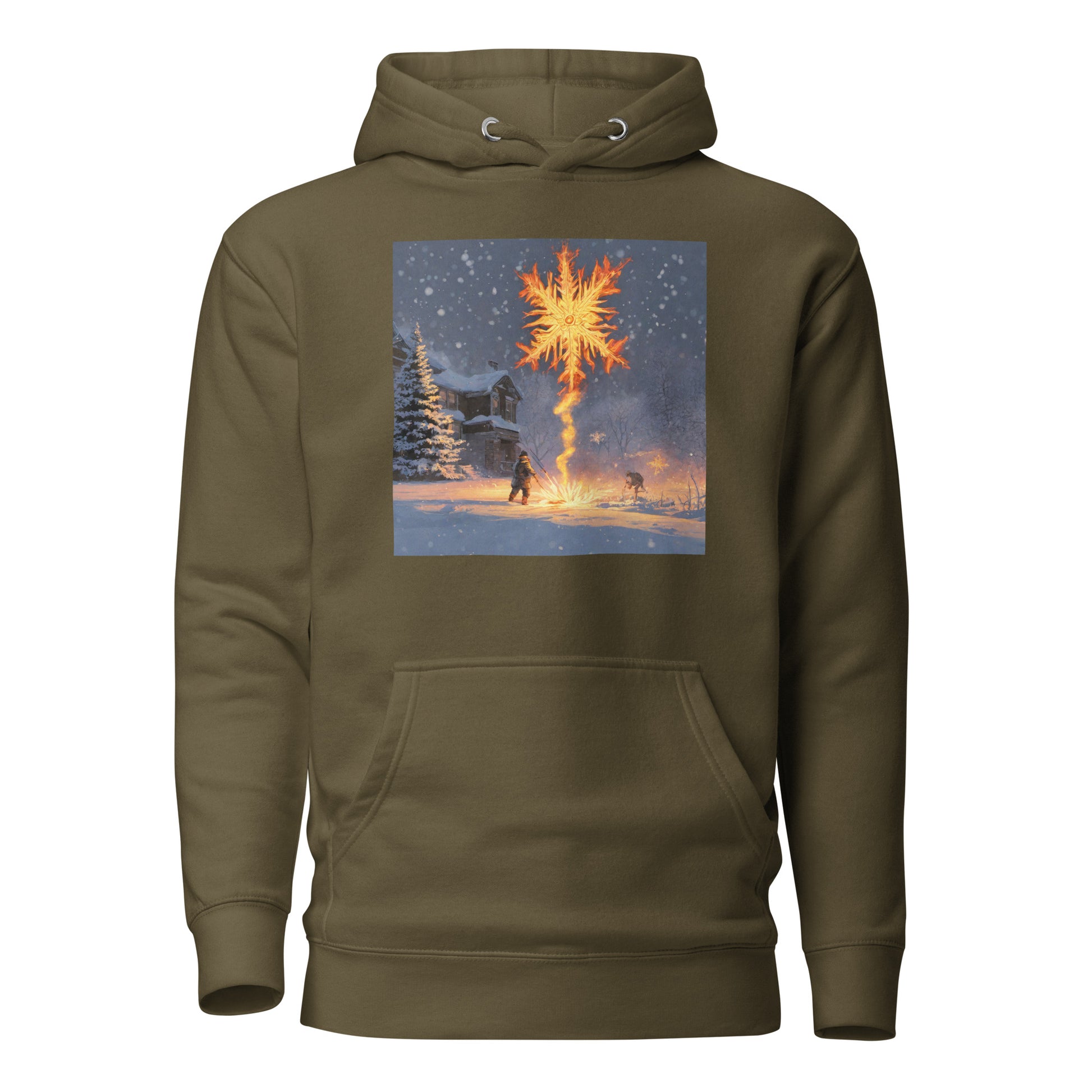 Fire from Ice Snowflake Women's Anime Hoodie Military Green