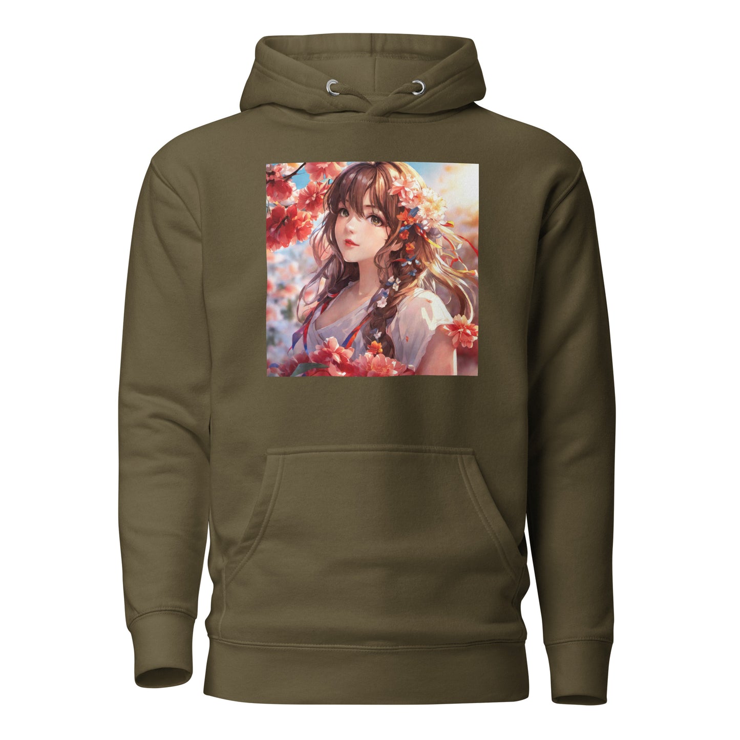 Graceful & Lovely Women's Anime Hoodie Military Green