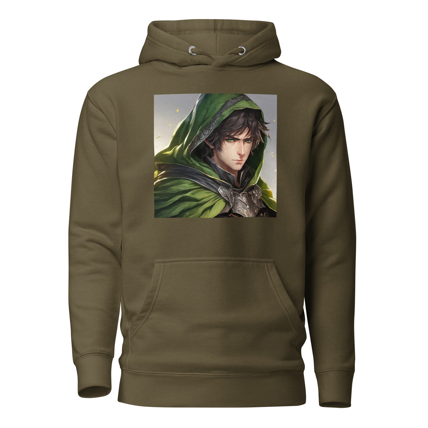 Elven Protector Women's Anime Hoodie Military Green