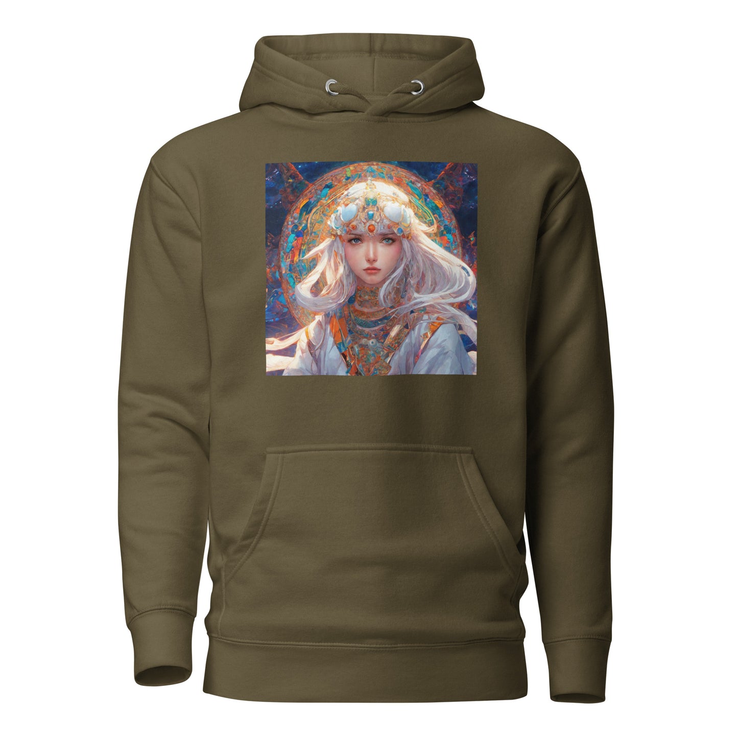 Mystical Mage Women's Anime Hoodie Military Green